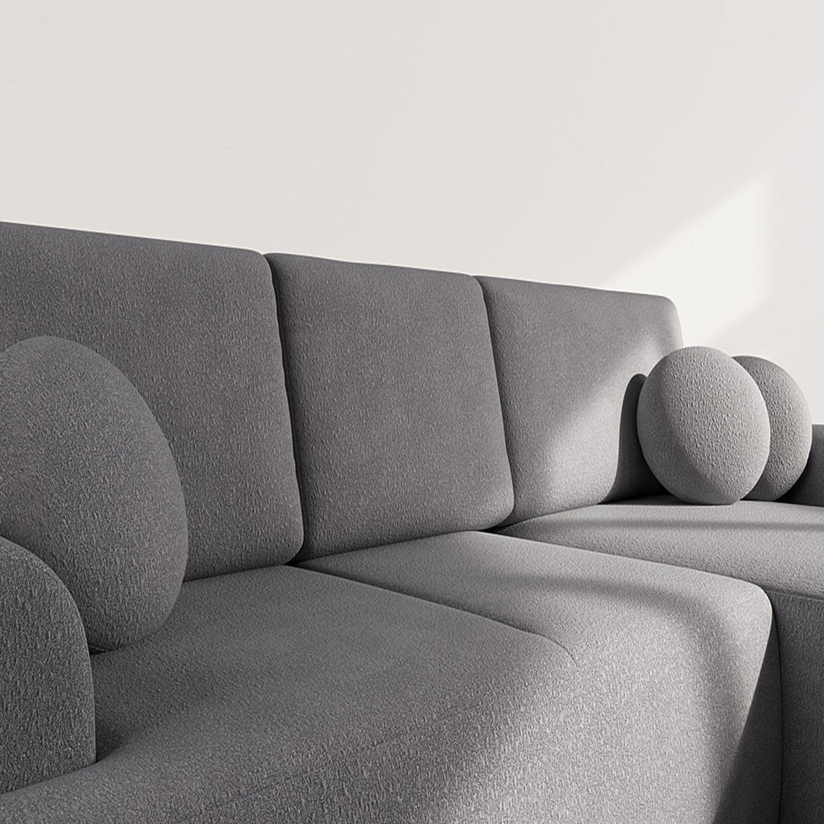 BEST MOBILIER Candela - canapé d'angle droit 4 places - convertible avec coffre - en tissu bouclette