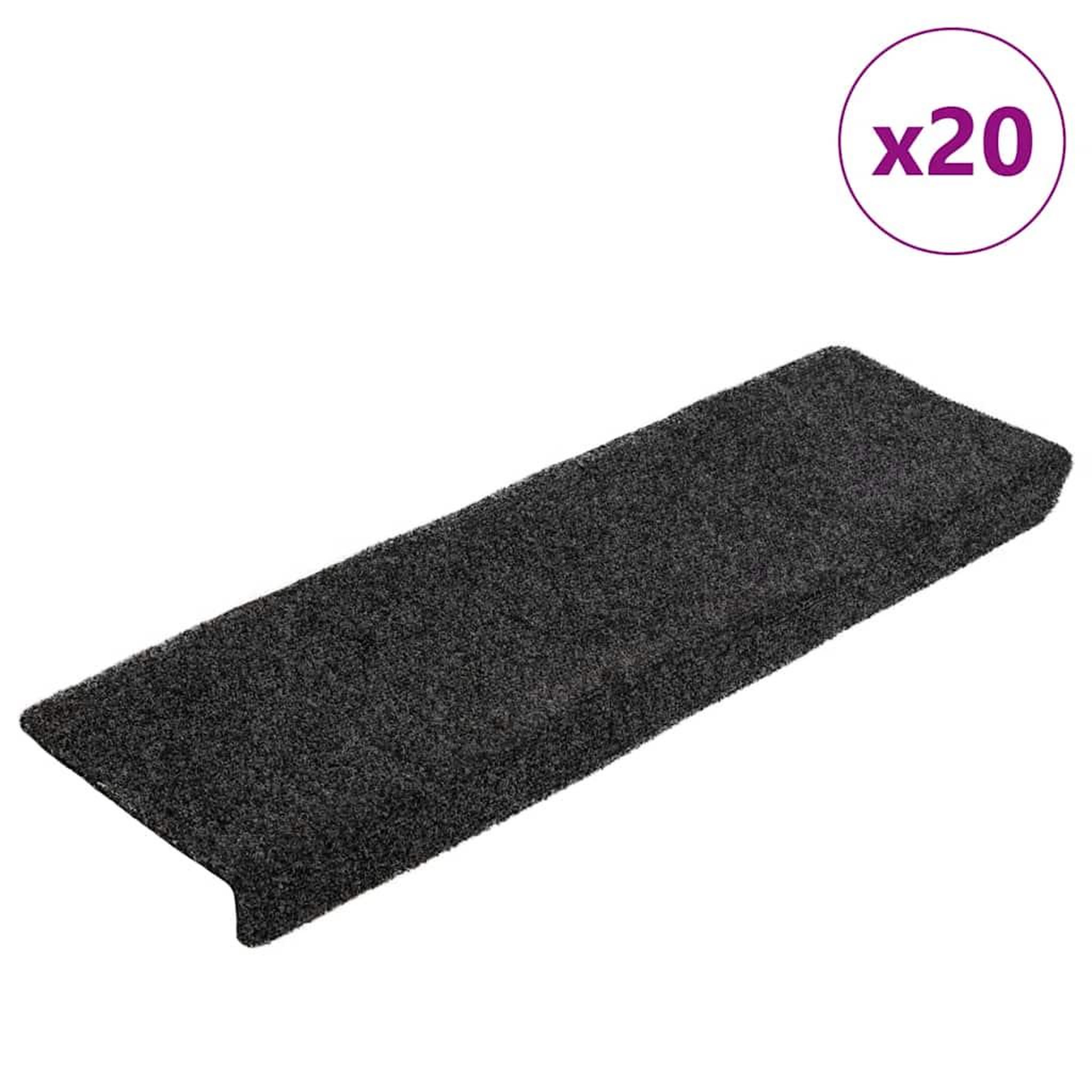 VIDAXL Tapis d'escalier autocollant 20 pcs noir 65x21x4 cm