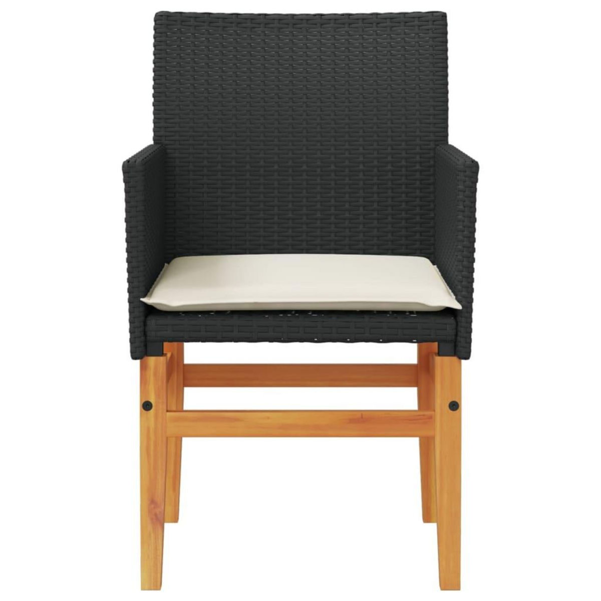 VIDAXL Chaises de jardin coussins lot de 2 noir resine tressee et bois