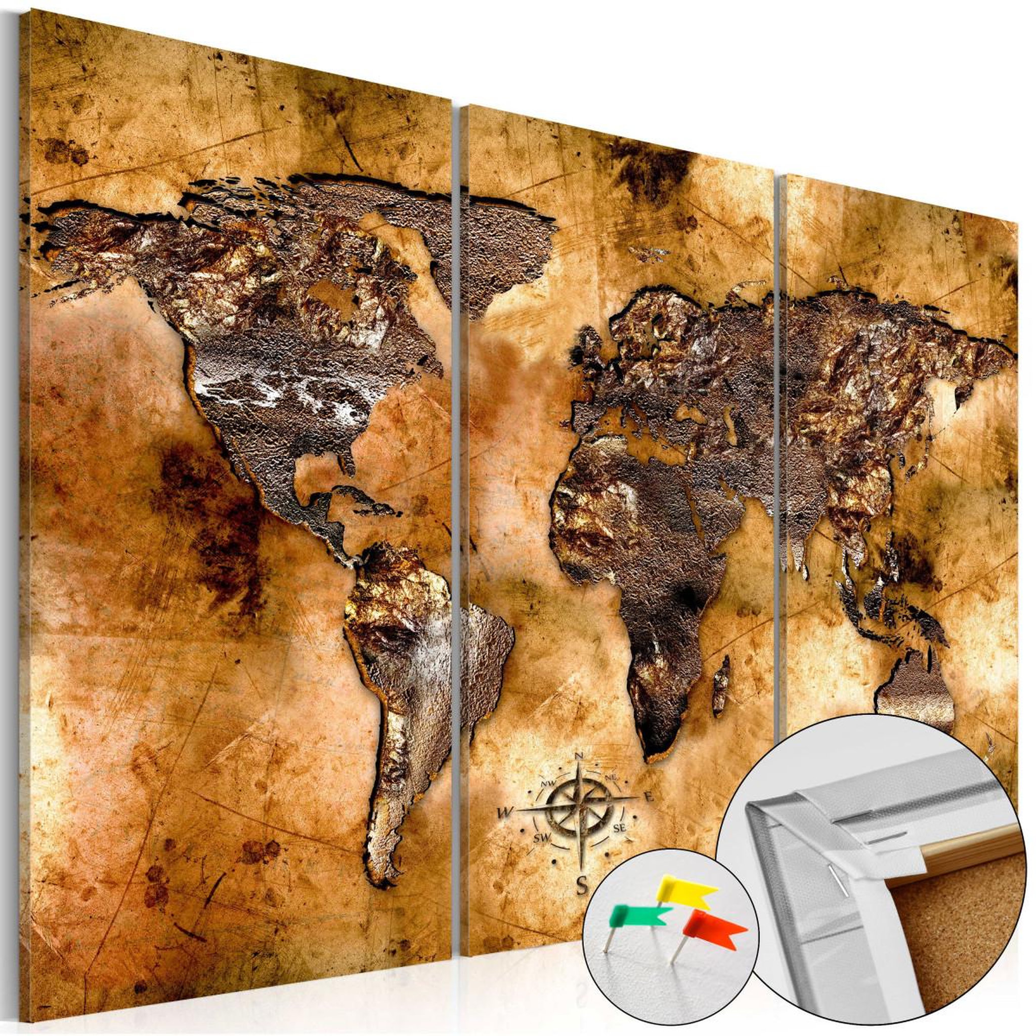 Voir la diapositive 1 : Paris Prix Tableau en liège  carte du monde - shade of gold