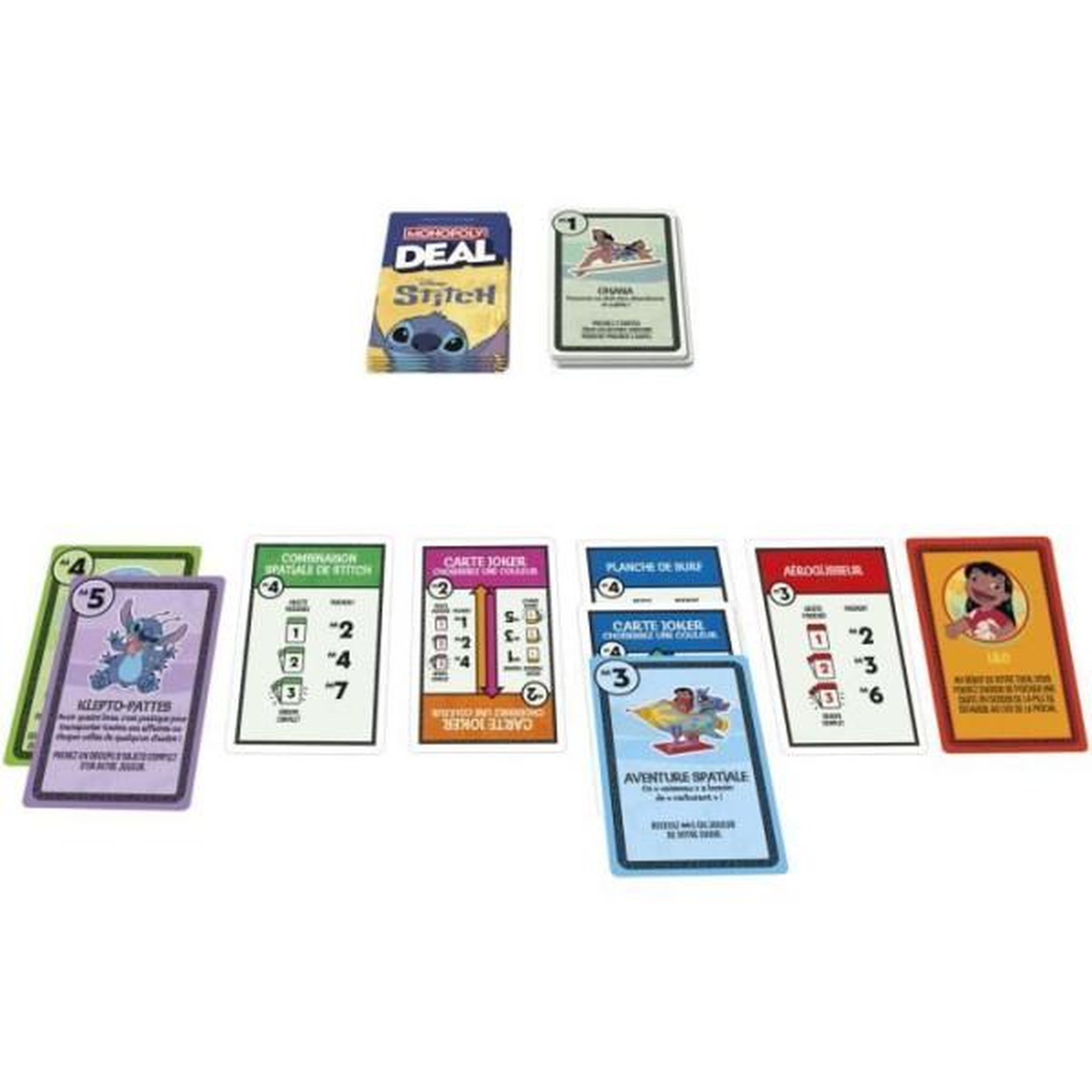 Voir la diapositive 3 : HASBRO Monopoly Deal Stitch, Jeu de cartes rapide 15 min, Hasbro Games, Des 8 ans