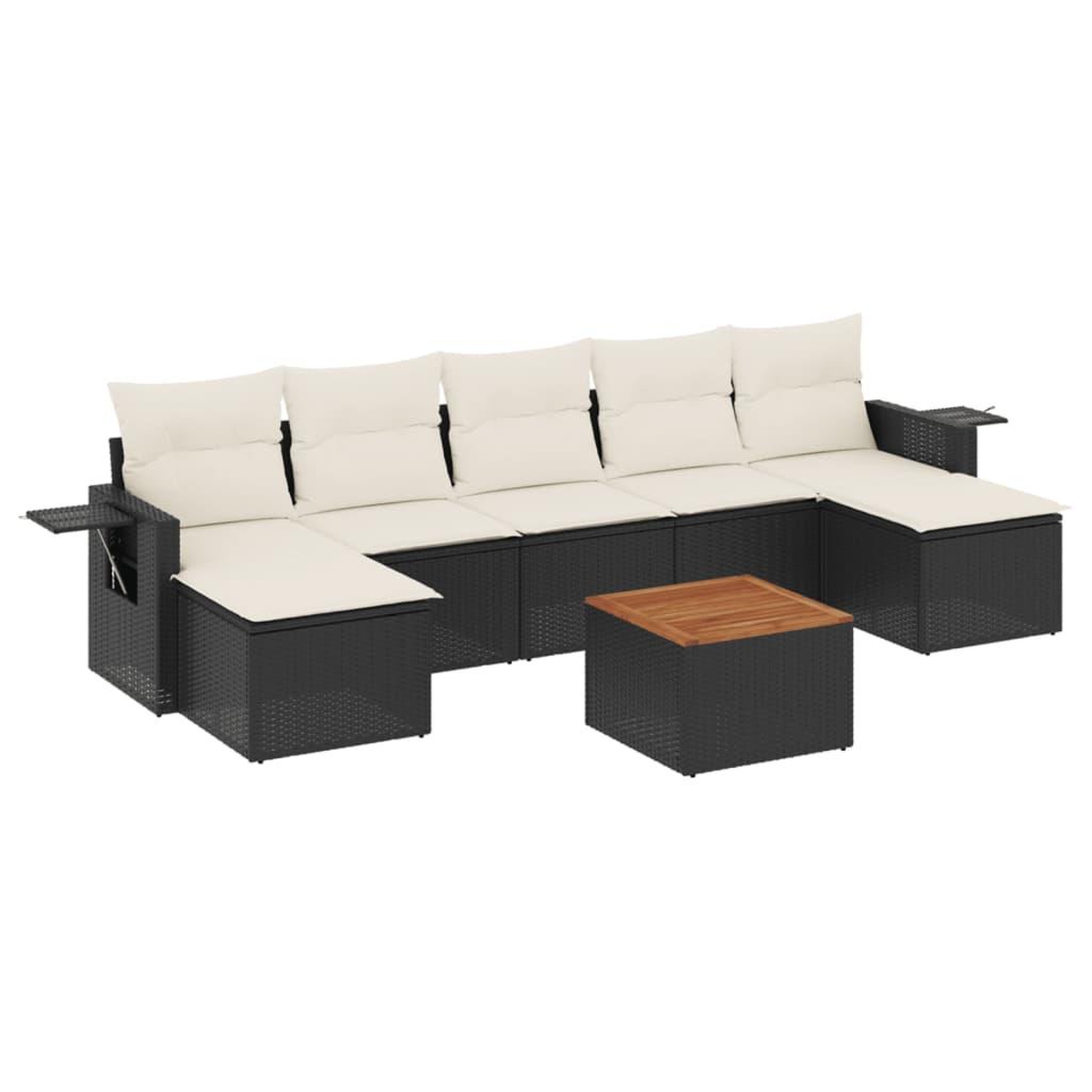 Voir la diapositive 2 : VIDAXL Salon de jardin 8 pcs avec coussins noir resine tressee