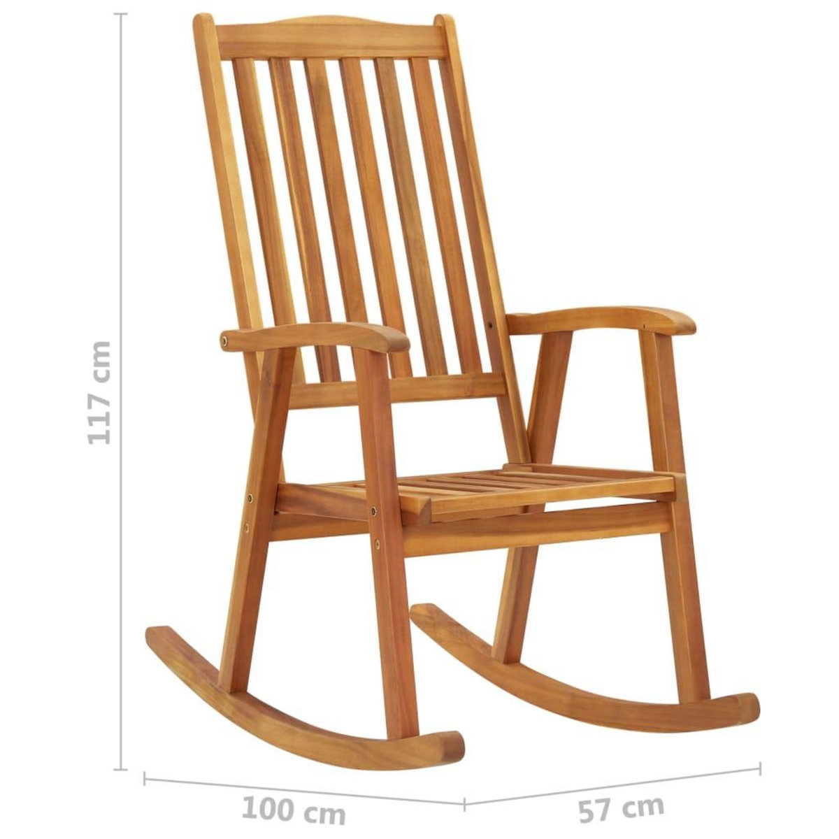 VIDAXL Chaise a bascule avec coussins Bois d'acacia massif
