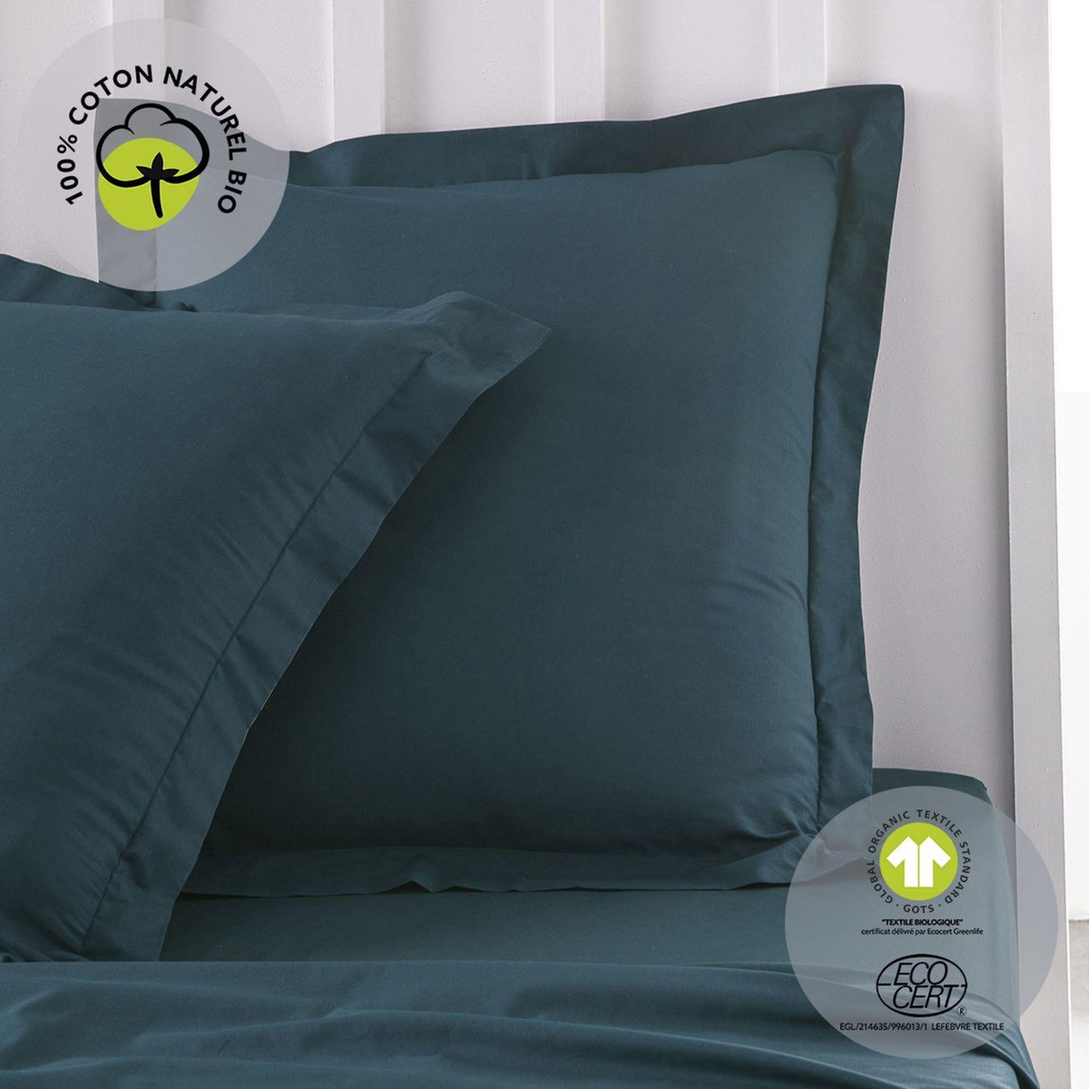 Today Taie d'oreiller carrée à volant plat - 100% coton BIO