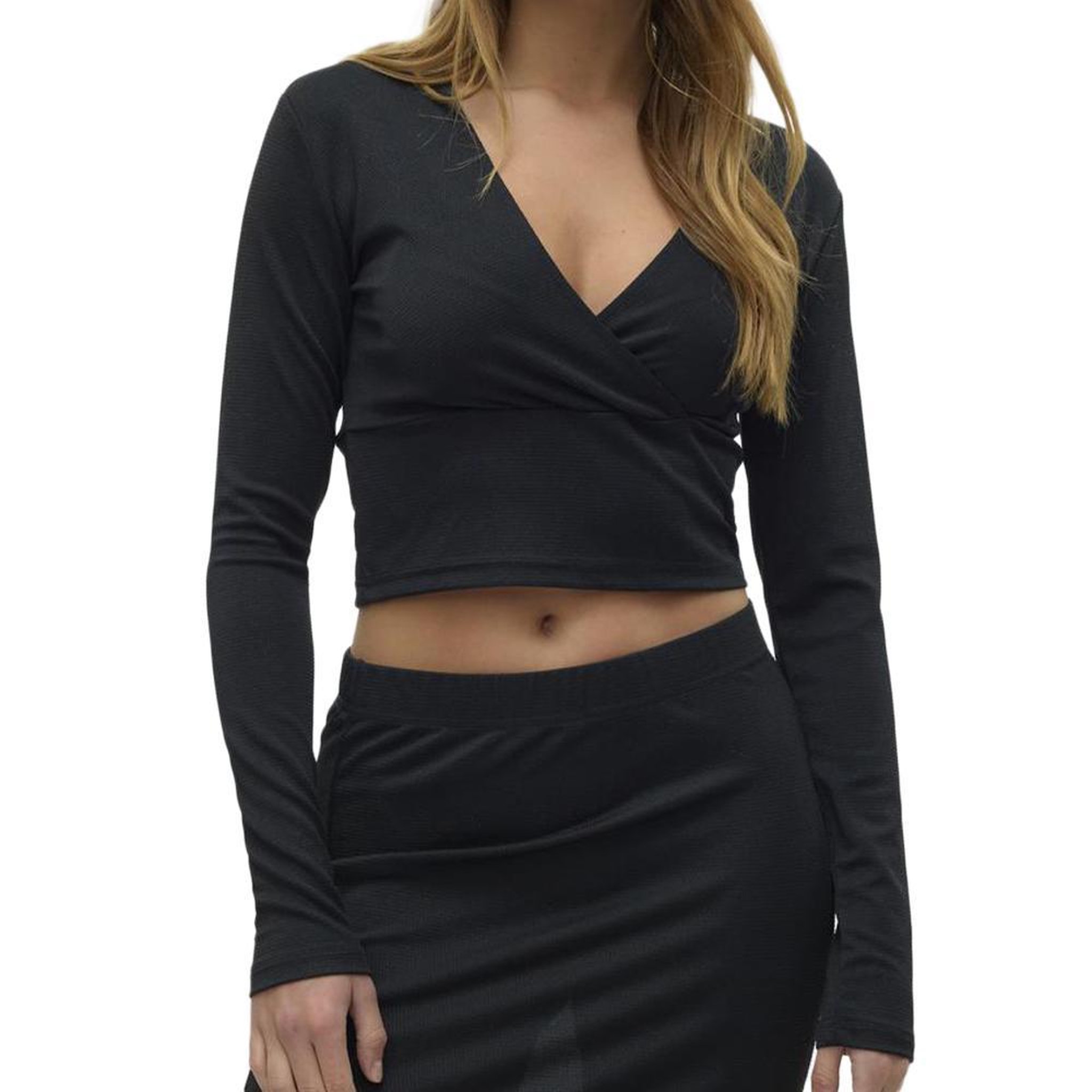 Vero Moda T Shirt Manches Longues à Paillettes  Femme Vero Moda Kanva. Coloris disponibles : Noir