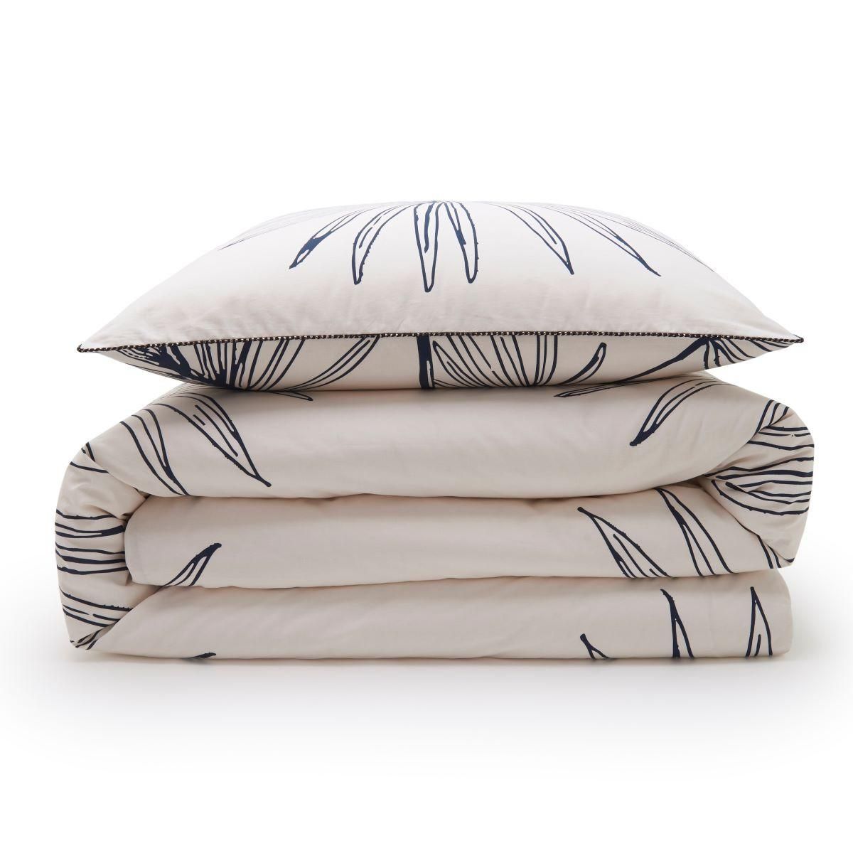 FUTURE HOME Parure de lit 2 personnes en coton 57 fils imprimé blanc