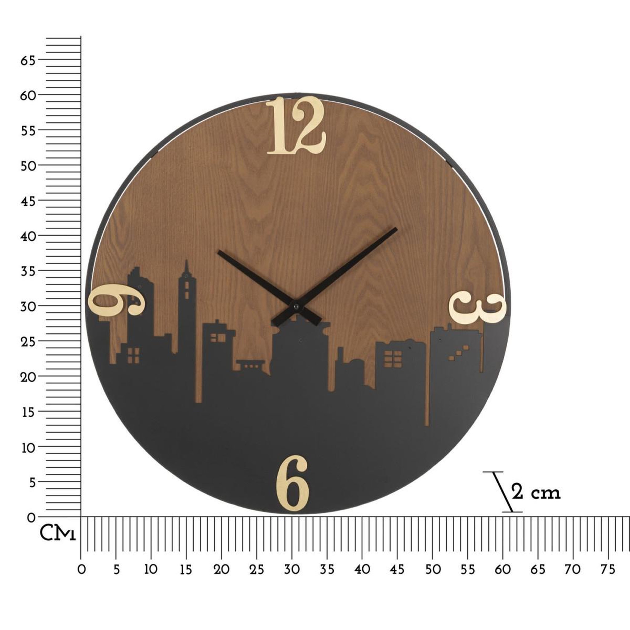 Voir la diapositive 6 : Paris Prix Horloge murale design  city  60cm marron & noir
