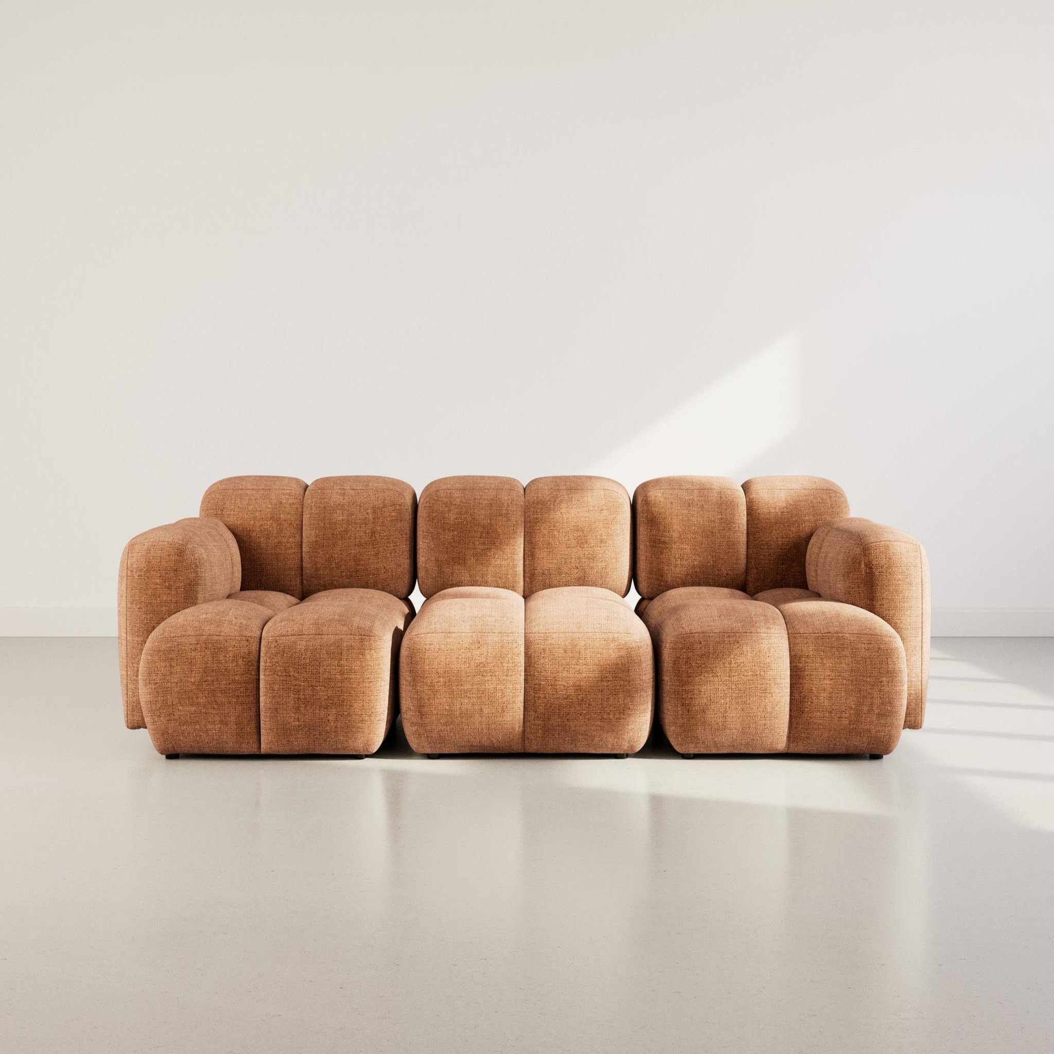 Voir la diapositive 2 : BEST MOBILIER Grace - canapé modulable 3 places en velours texturé