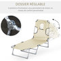 Voir la diapositive 4 : OUTSUNNY Bain de soleil pliable inclinable 4 positions - espace visage rembourré - acier oxford beige