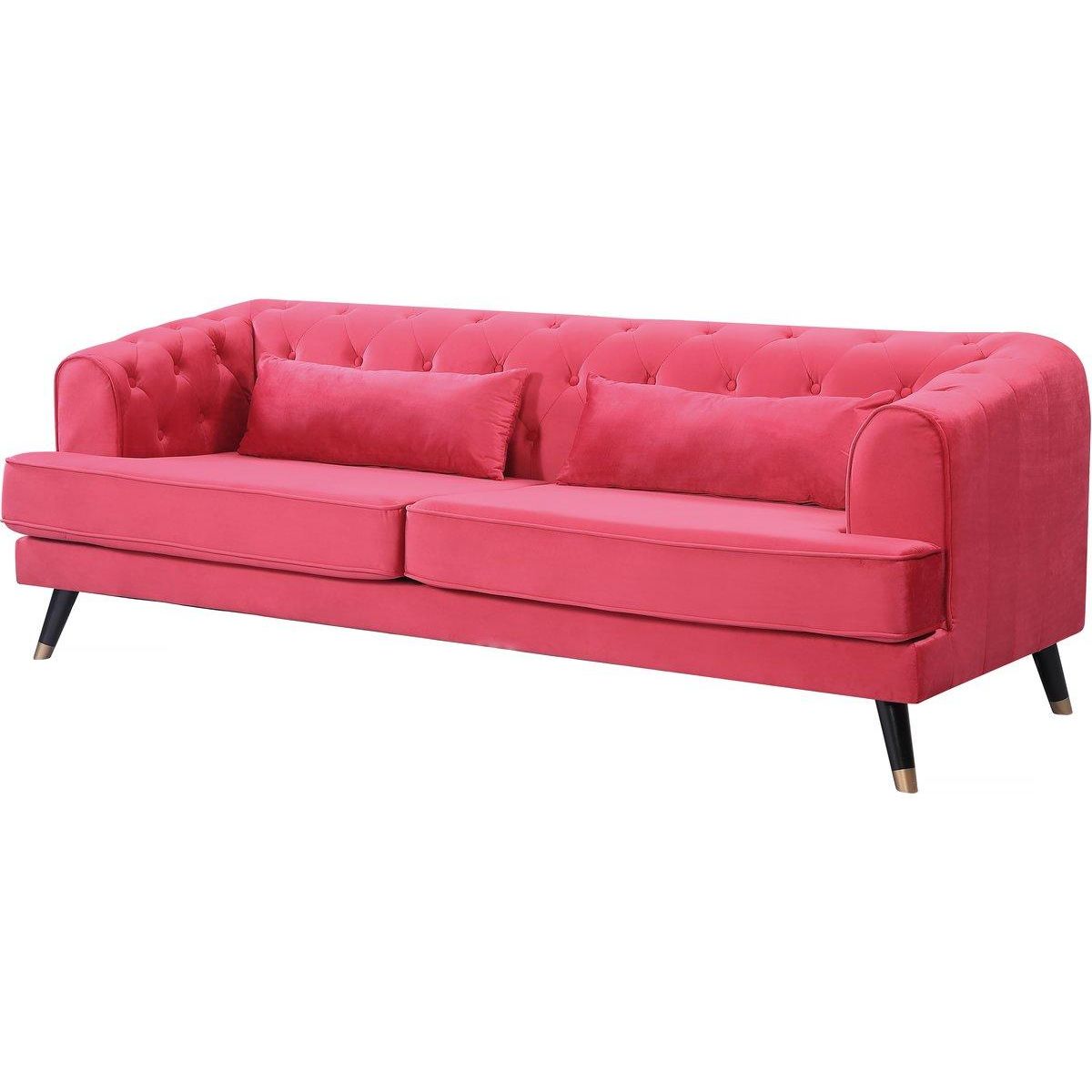 Habitat et Jardin Canapé fixe en velours  Gloria  - 216 x 86 x 76 cm - 3 places - Rouge