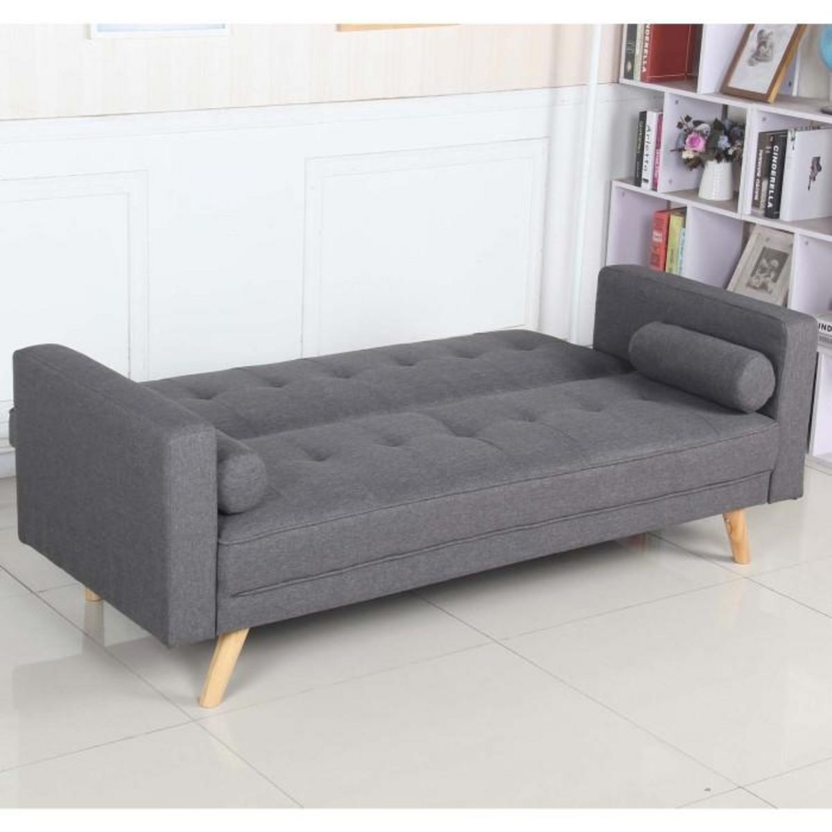 Paris Prix Canapé Convertible 3 Places Scandinave  Navya  Gris Foncé