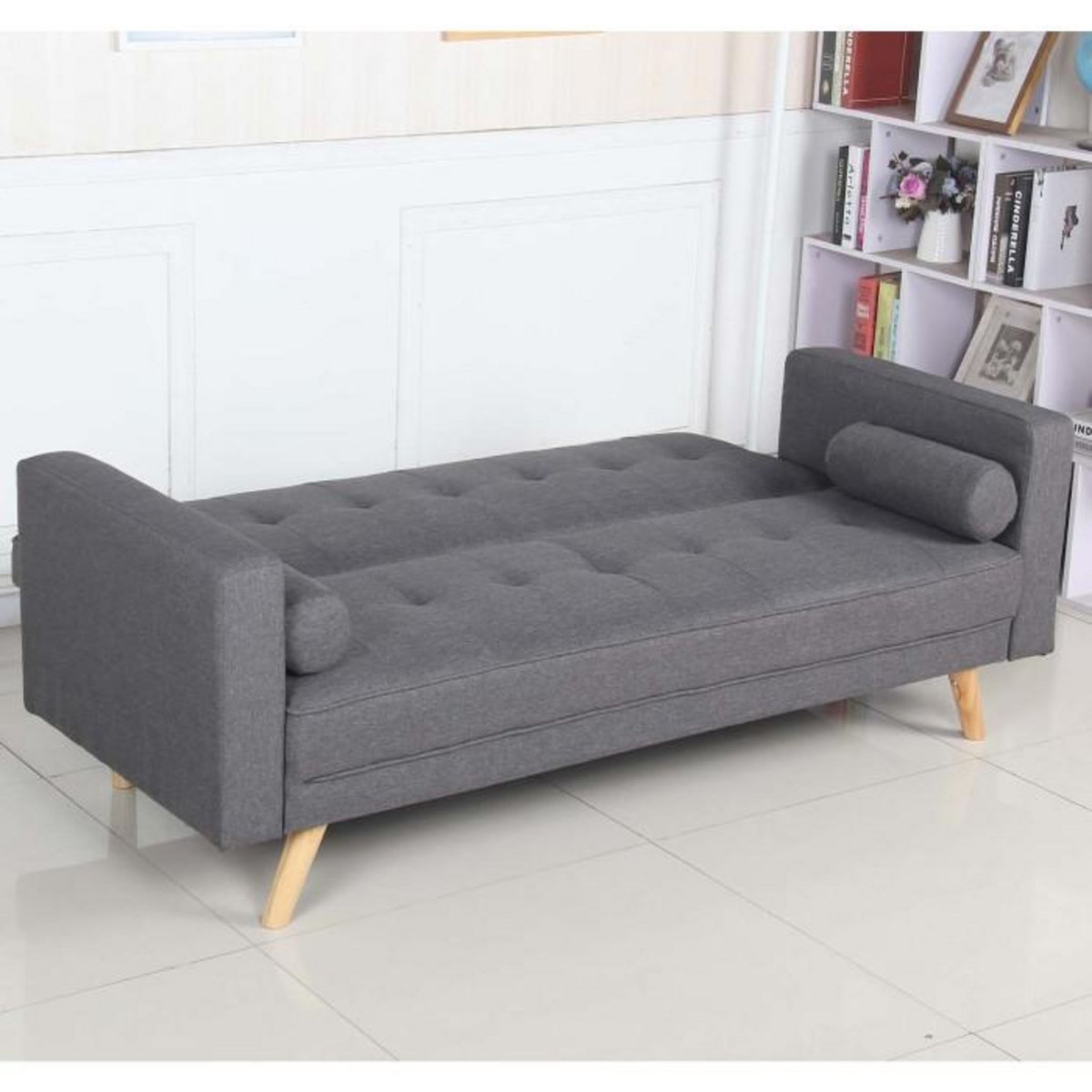 Paris Prix Canapé Convertible 3 Places Scandinave  Navya  Gris Foncé