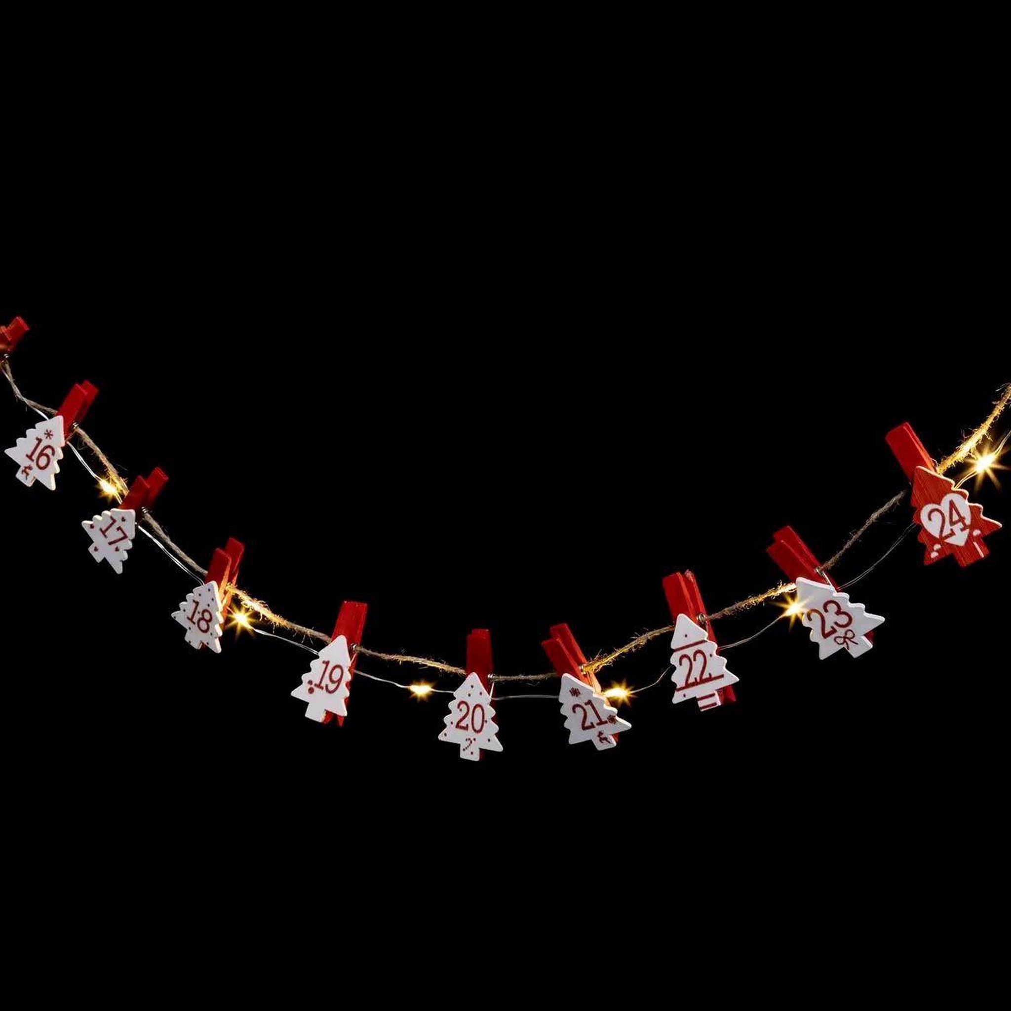 FEERIC LIGHT & CHRISTMAS Guirlande lumineuse  calendrier de l'avent  220cm rouge