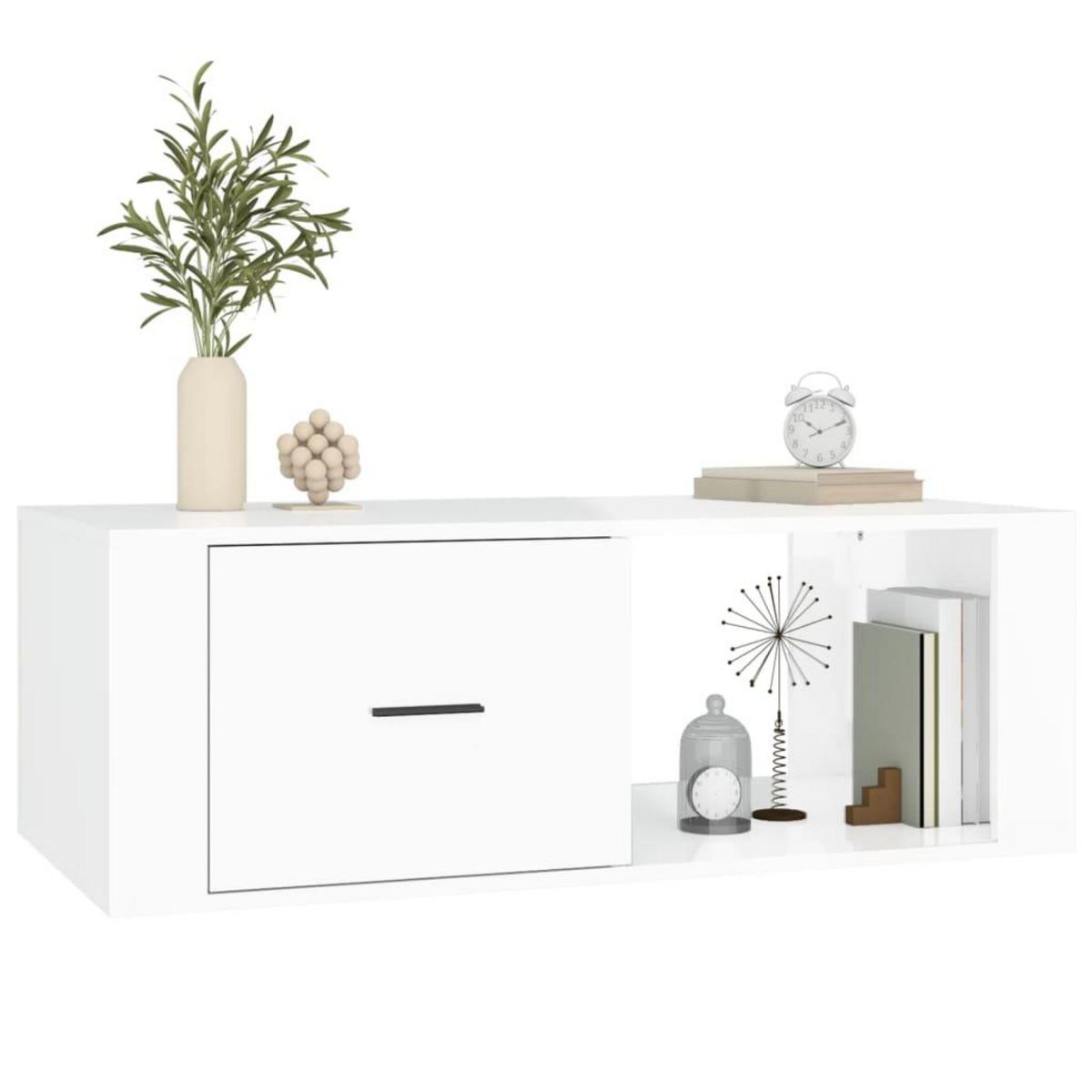 VIDAXL Table basse Blanc brillant 100x50,5x35 cm Bois d'ingenierie