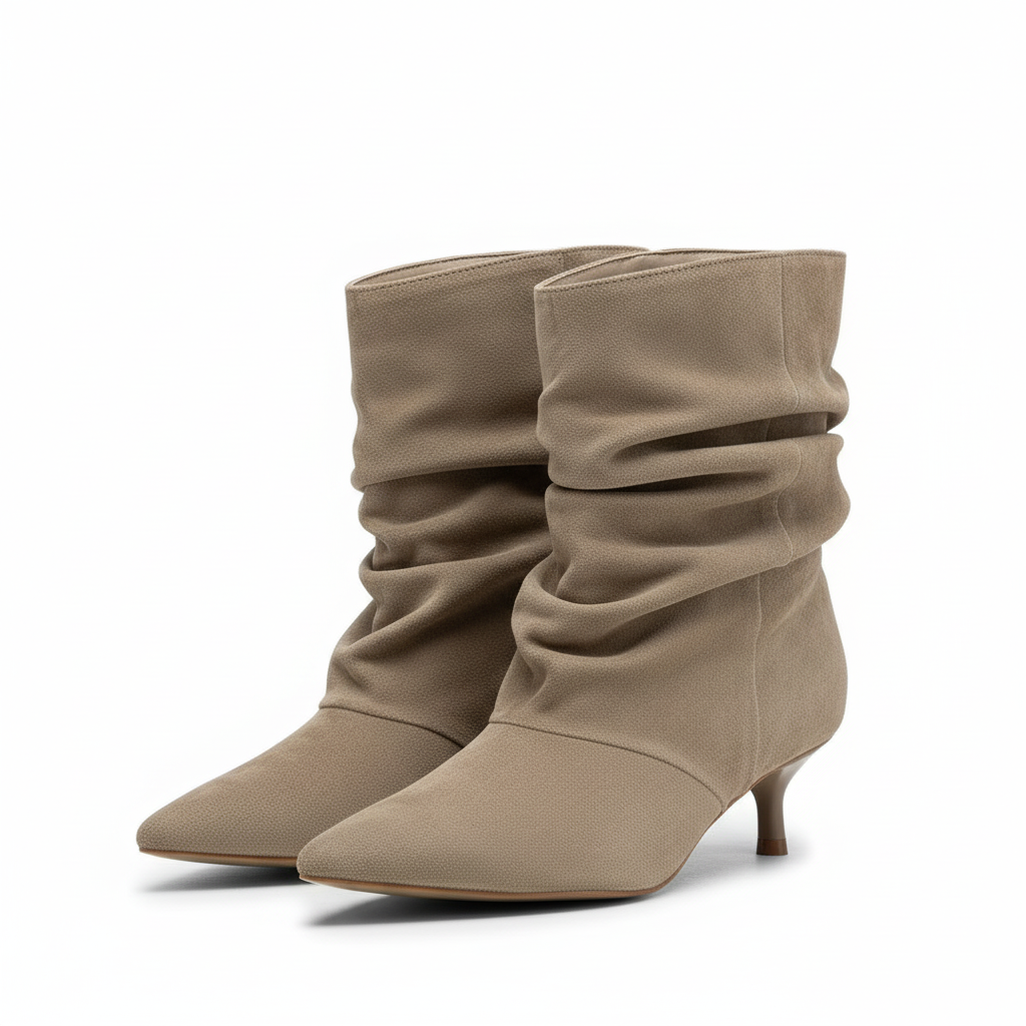 Voir la diapositive 3 : OZABI Ozabi bottines femme suédine plissée talon fin 4 cm bout pointu