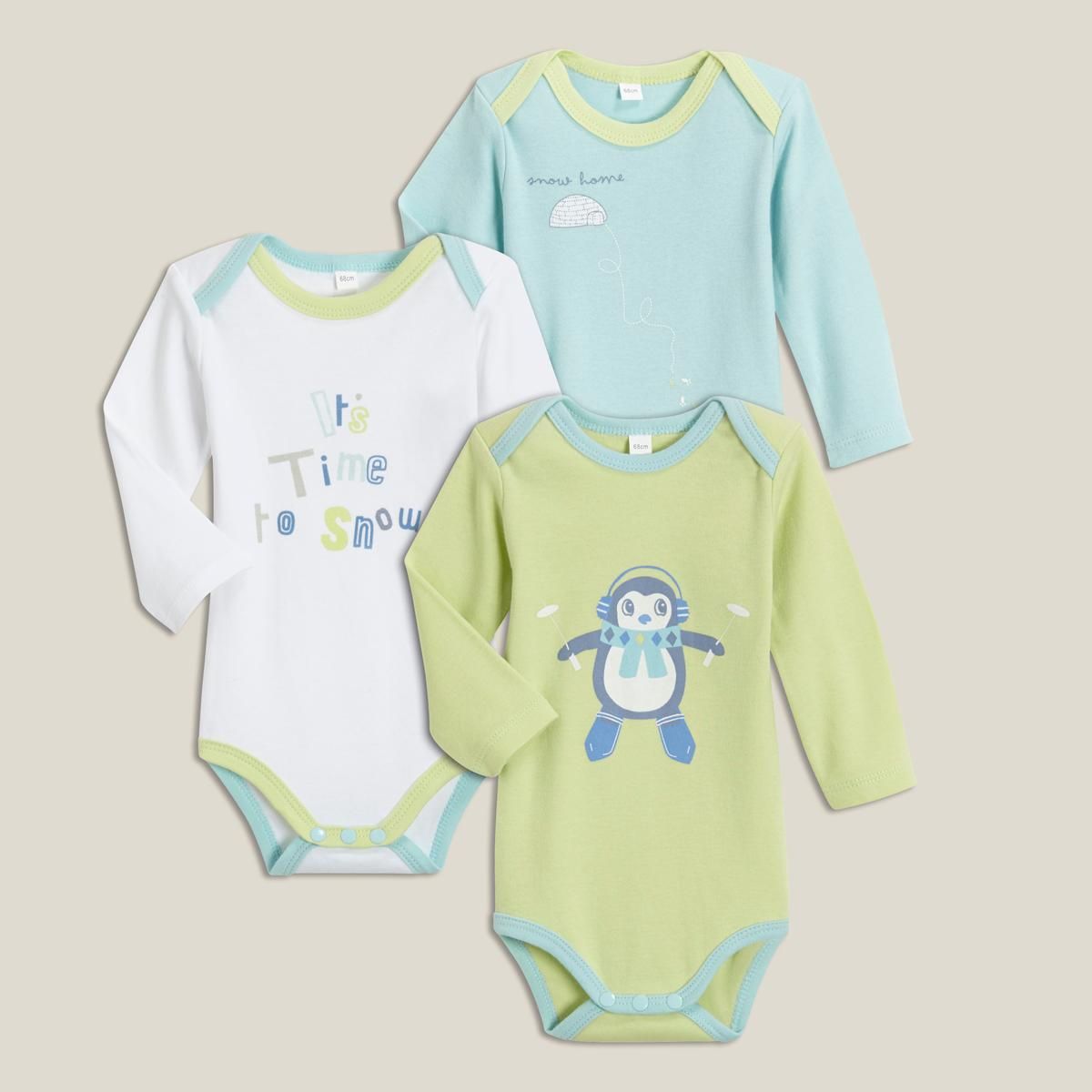 IN EXTENSO Lot de 3 bodies manches longues bébé