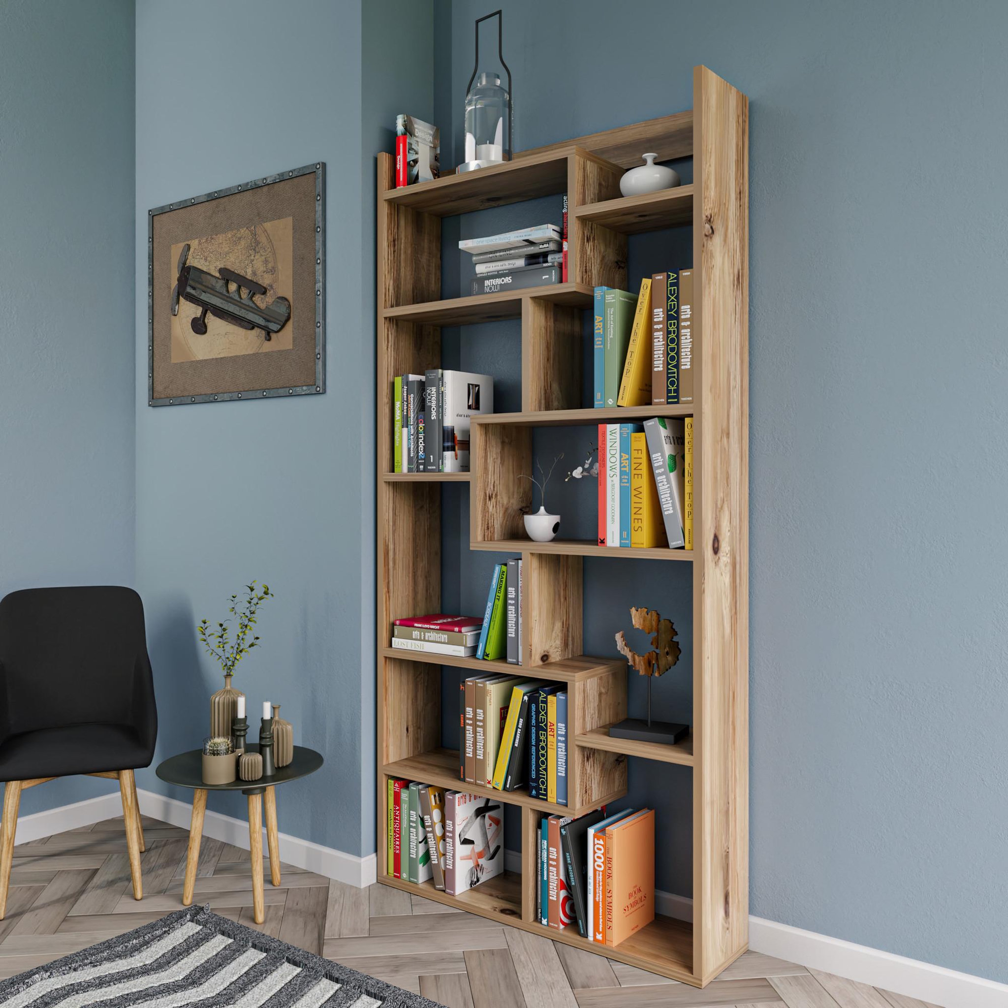 Voir la diapositive 3 : Habitat et Jardin Bibliothèque en bois  kuttap  - 90 x 22 x 182 cm - pin