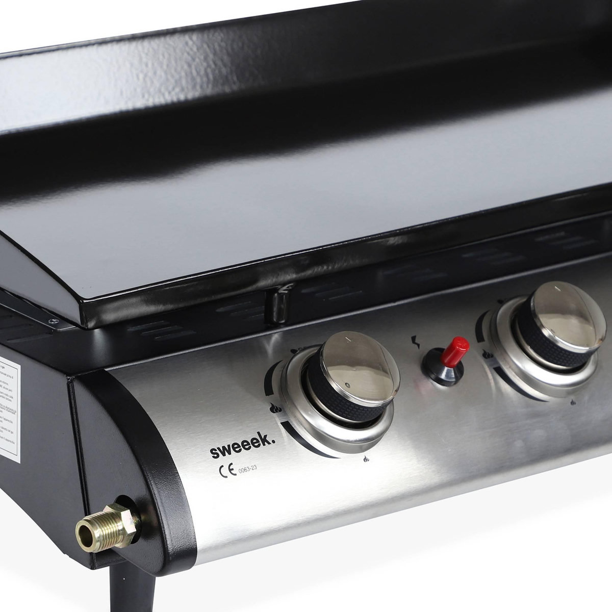 SWEEEK Plancha au gaz 4 feux. Porthos 4 brûleurs. 10 kW barbecue  grande plaque émaillée inox avec ustensiles