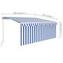 Voir la diapositive 6 : VIDAXL Auvent manuel retractable avec store 3x2,5 m Bleu et blanc