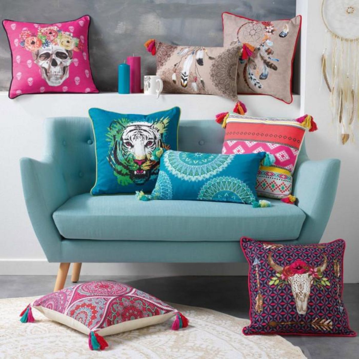 Paris Prix Coussin Déco Passepoil  Aponi  45x45cm Rouge