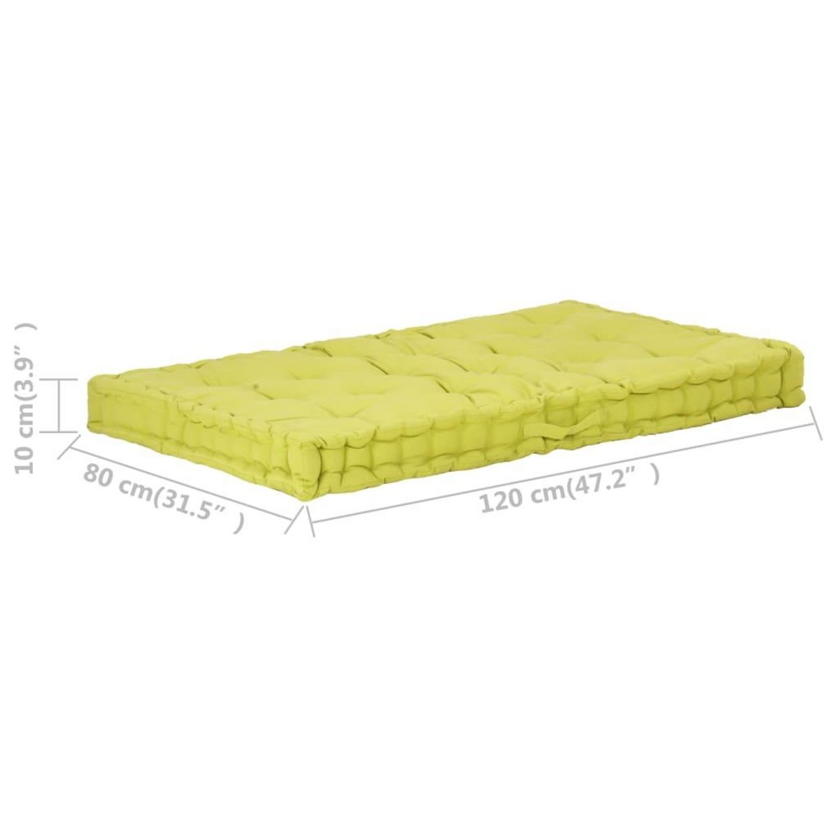 VIDAXL Coussin de plancher de palette Coton 120x80x10 cm Vert