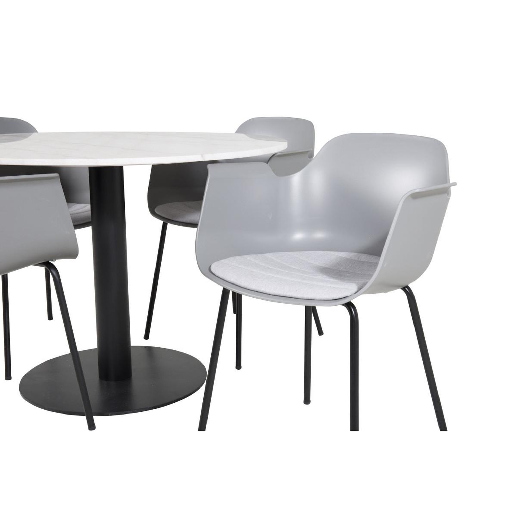 Voir la diapositive 2 : Paris Prix Ensemble table à manger & 4 chaises  estelle i & comfort  106cm blanc & gris