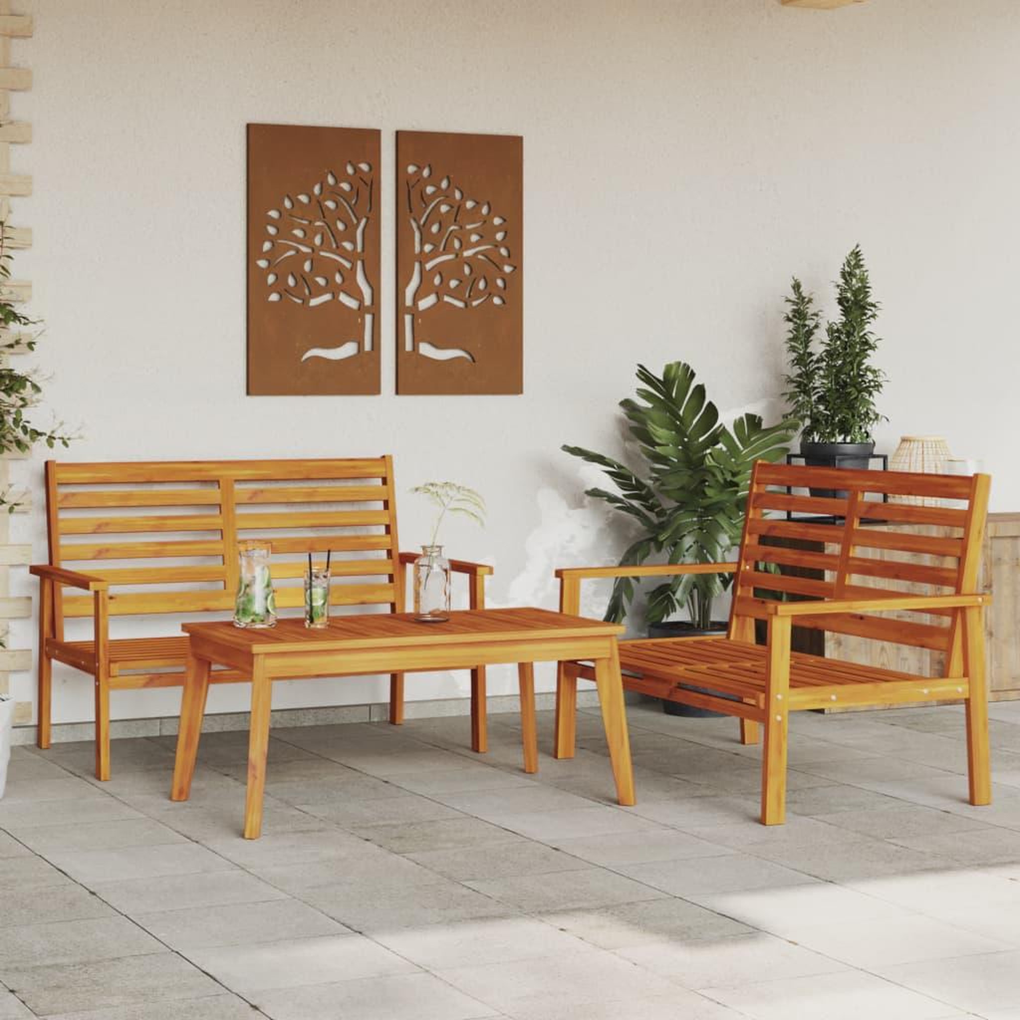 VIDAXL Ensemble de salon de jardin 3 pcs bois d'acacia solide