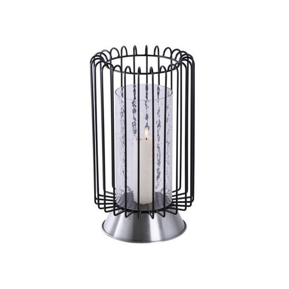 Paris Prix Bougeoir Rond Déco  Malibu  40cm Noir & Argent