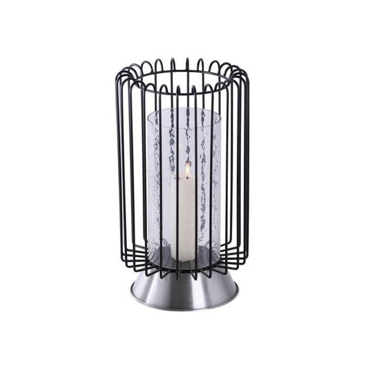 Paris Prix Bougeoir Rond Déco  Malibu  40cm Noir & Argent