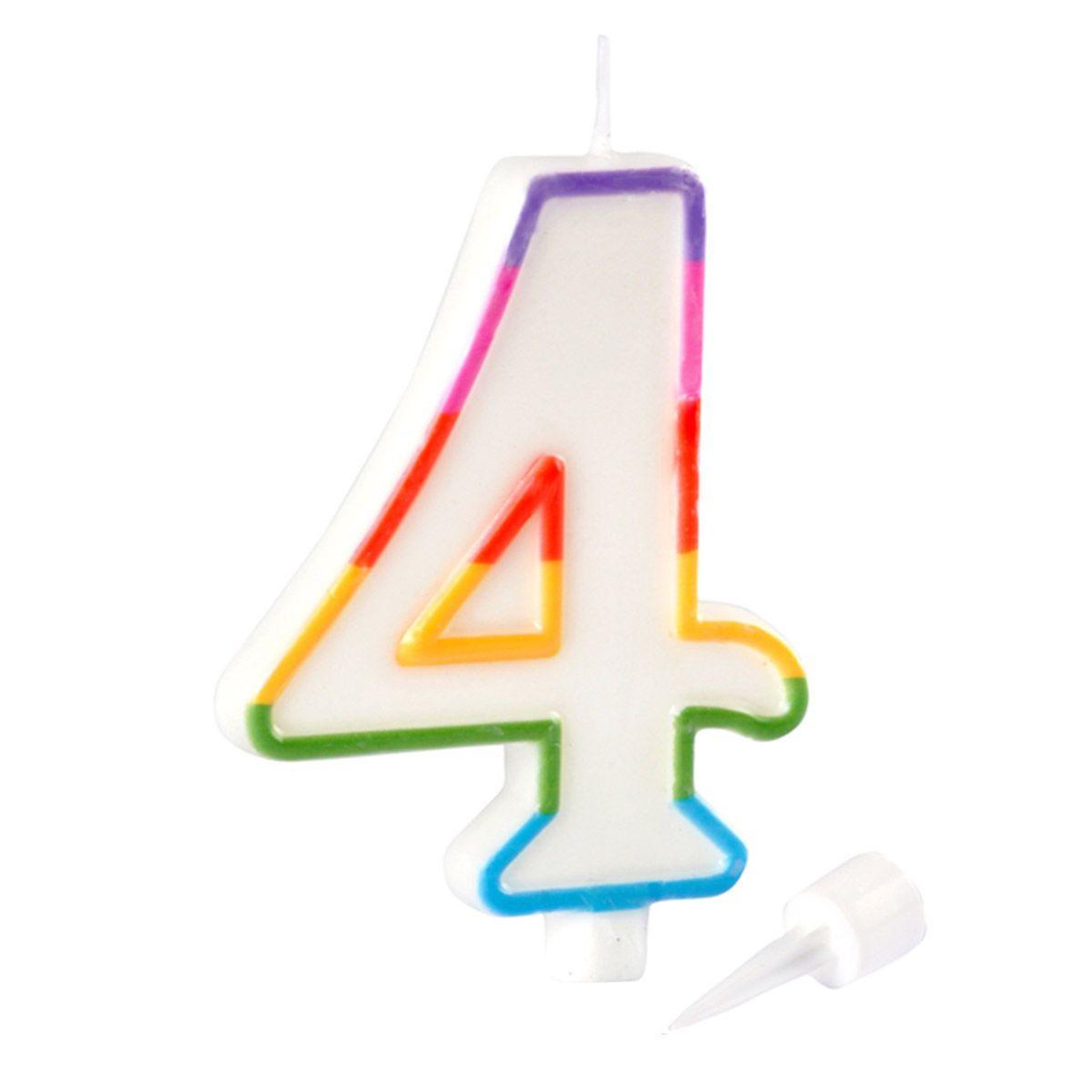 Voir la diapositive 2 : HOMEA Bougie d'Anniversaire  Chiffre 4  10cm Multicolore
