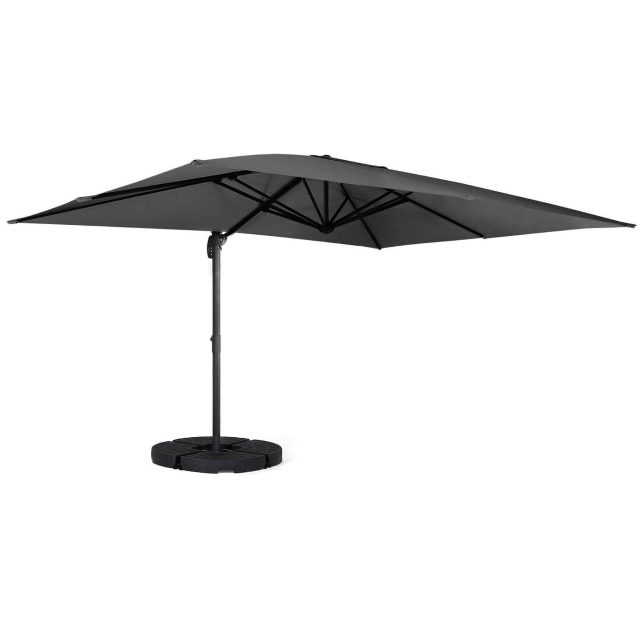 ID MARKET Parasol déporté inclinable rotatif 360 calvi gris 3x4 m avec 4 dalles et housse