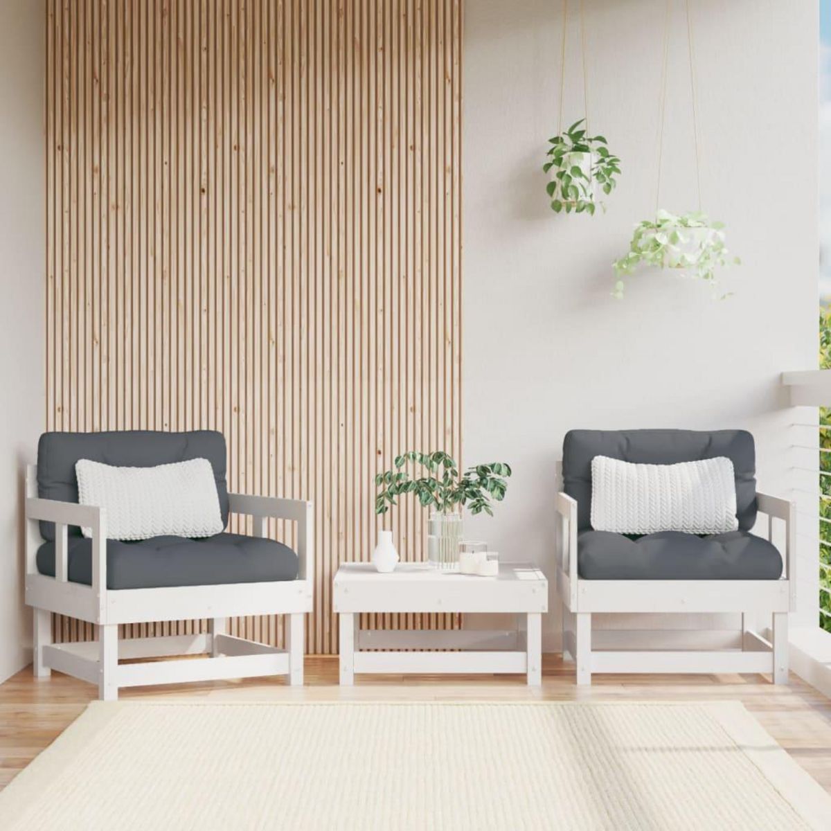 VIDAXL Chaises de jardin lot de 2 blanc bois massif de pin