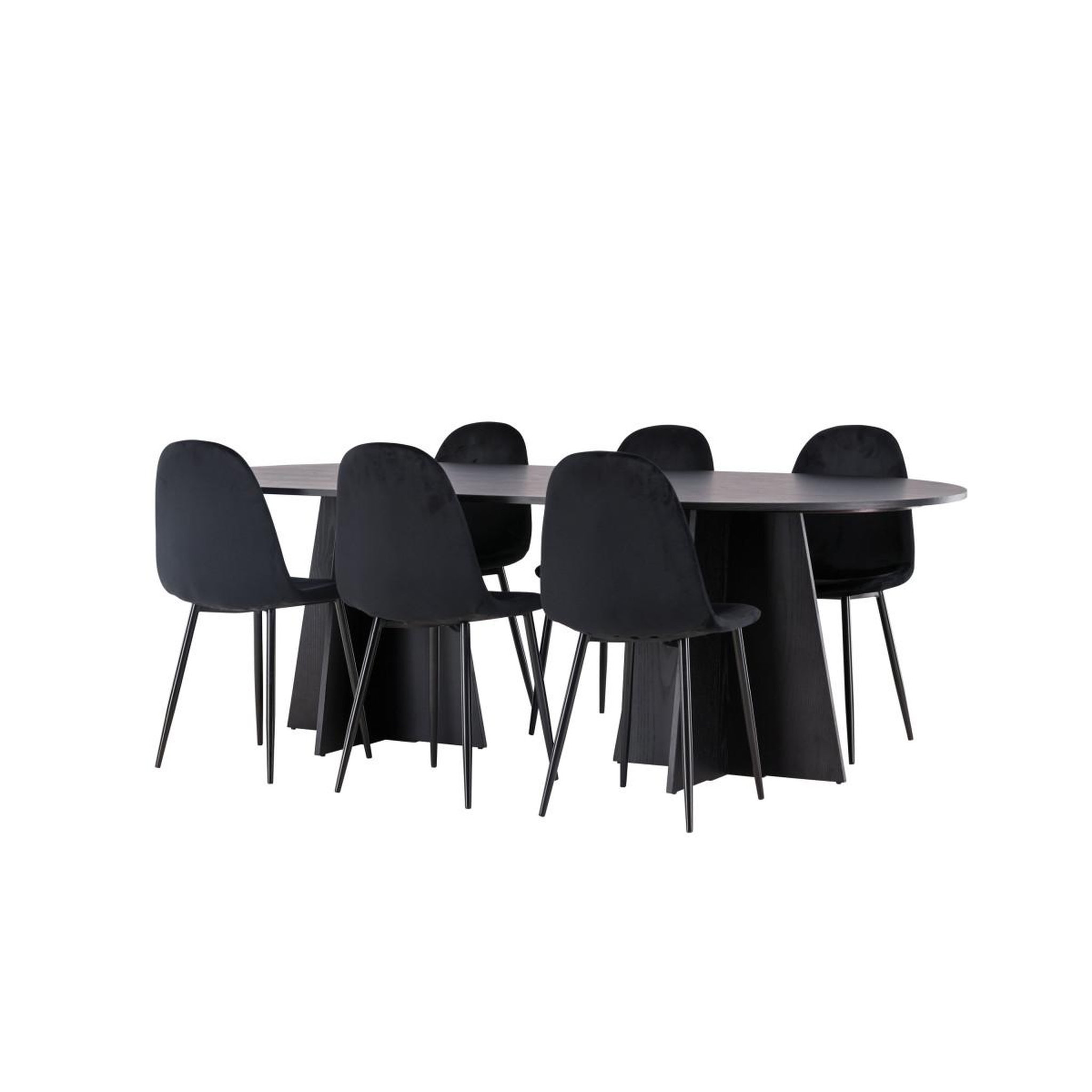 Voir la diapositive 3 : Paris Prix Ensemble table à manger & 6 chaises  bootcut & polar  230cm noir