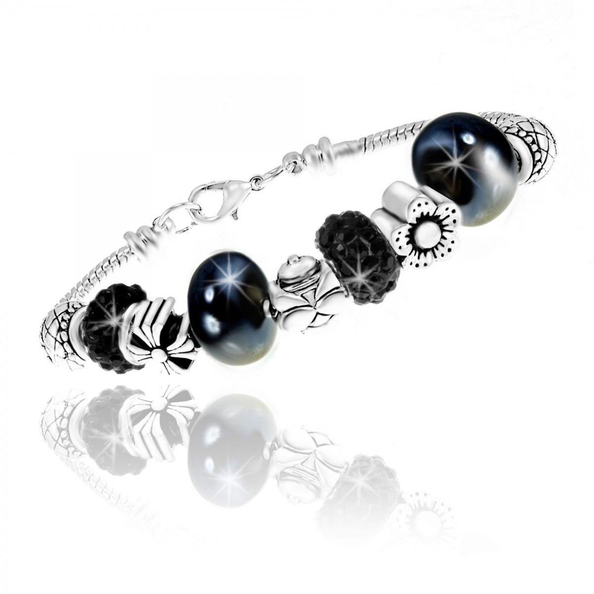 SC CRYSTAL Bracelet perles SC Crystal orné de Cristaux scintillants