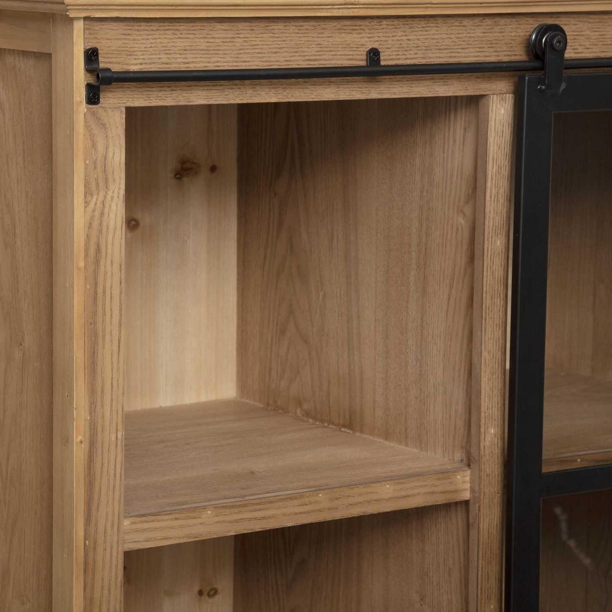 ATMOSPHERA Bibliothèque Lazare avec porte vitrée coulissante - Marron