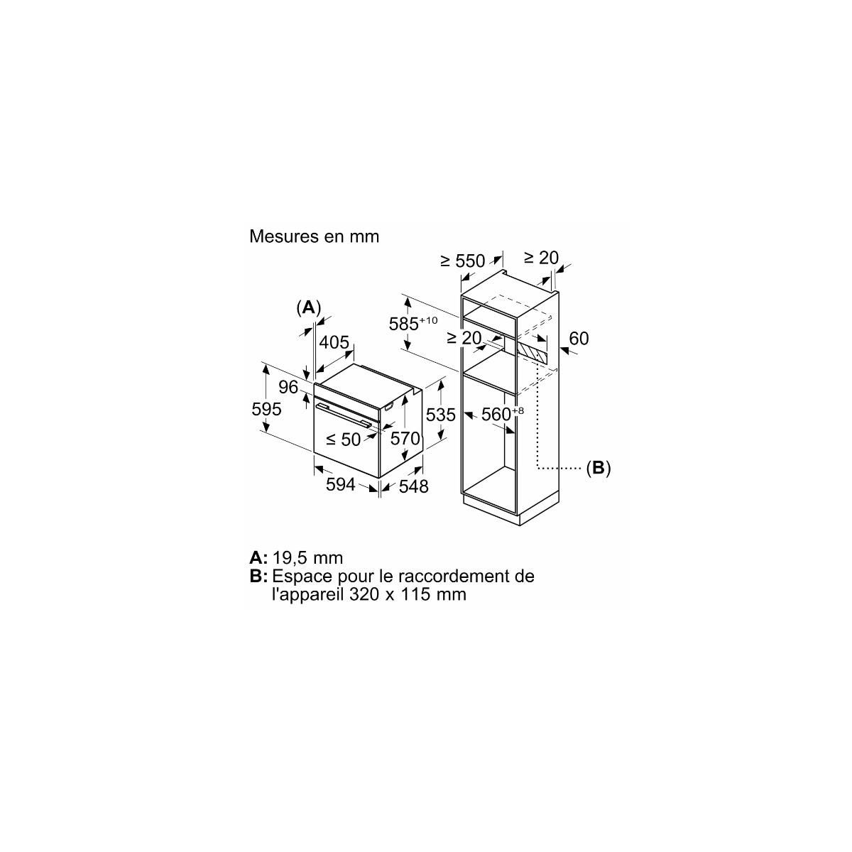 Siemens Four intégrable  multifonction 71l 60cm noir - HB574ABR3F
