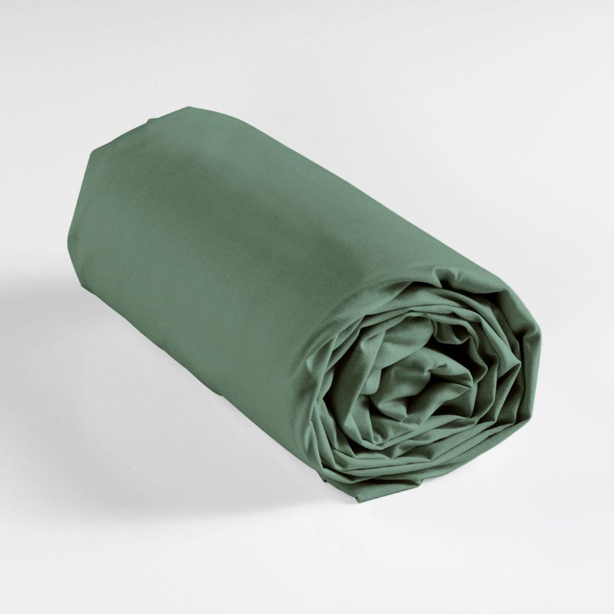 Paris Prix Drap Housse  Lina  140x190cm Vert Cèdre