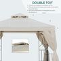Voir la diapositive 5 : OUTSUNNY Tonnelle barnum style colonial double toit toiles latérales amovibles 2,95L x 2,95l x 2,65H m beige noir