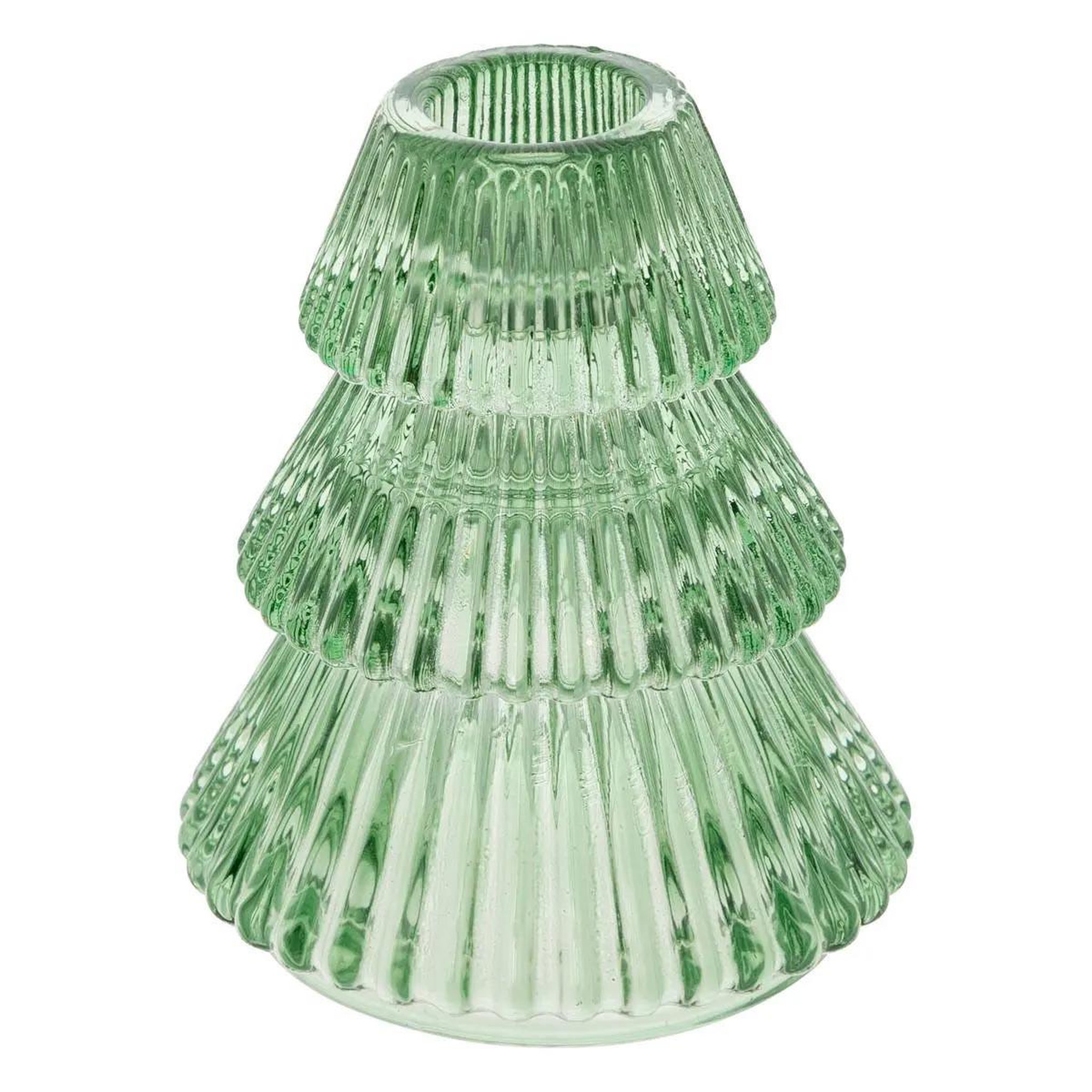 ATMOSPHERA Photophore de Noël en Verre  Sapin  10cm Vert