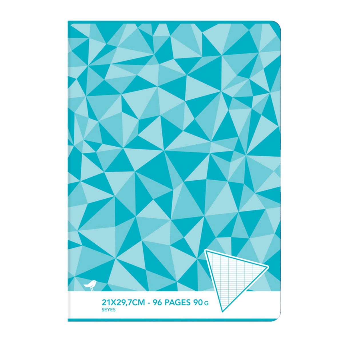 AUCHAN Cahier piqué 21x29,7cm 96 pages grands carreaux Seyes coloris aléatoire motif triangles
