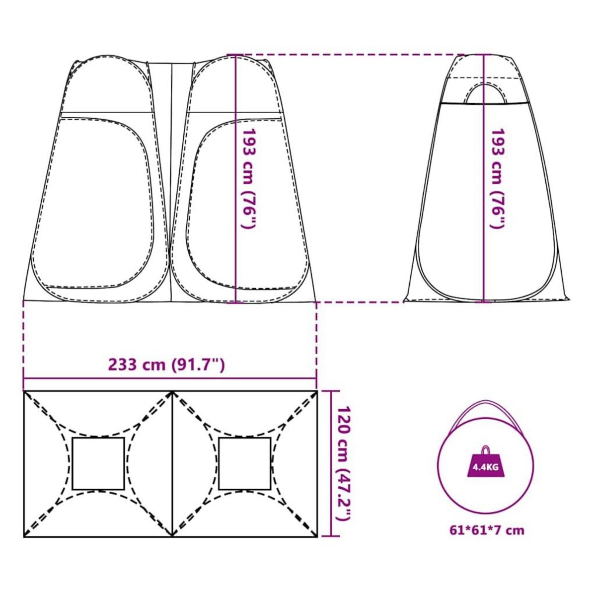 VIDAXL Tente d'intimite bleu escamotable impermeable