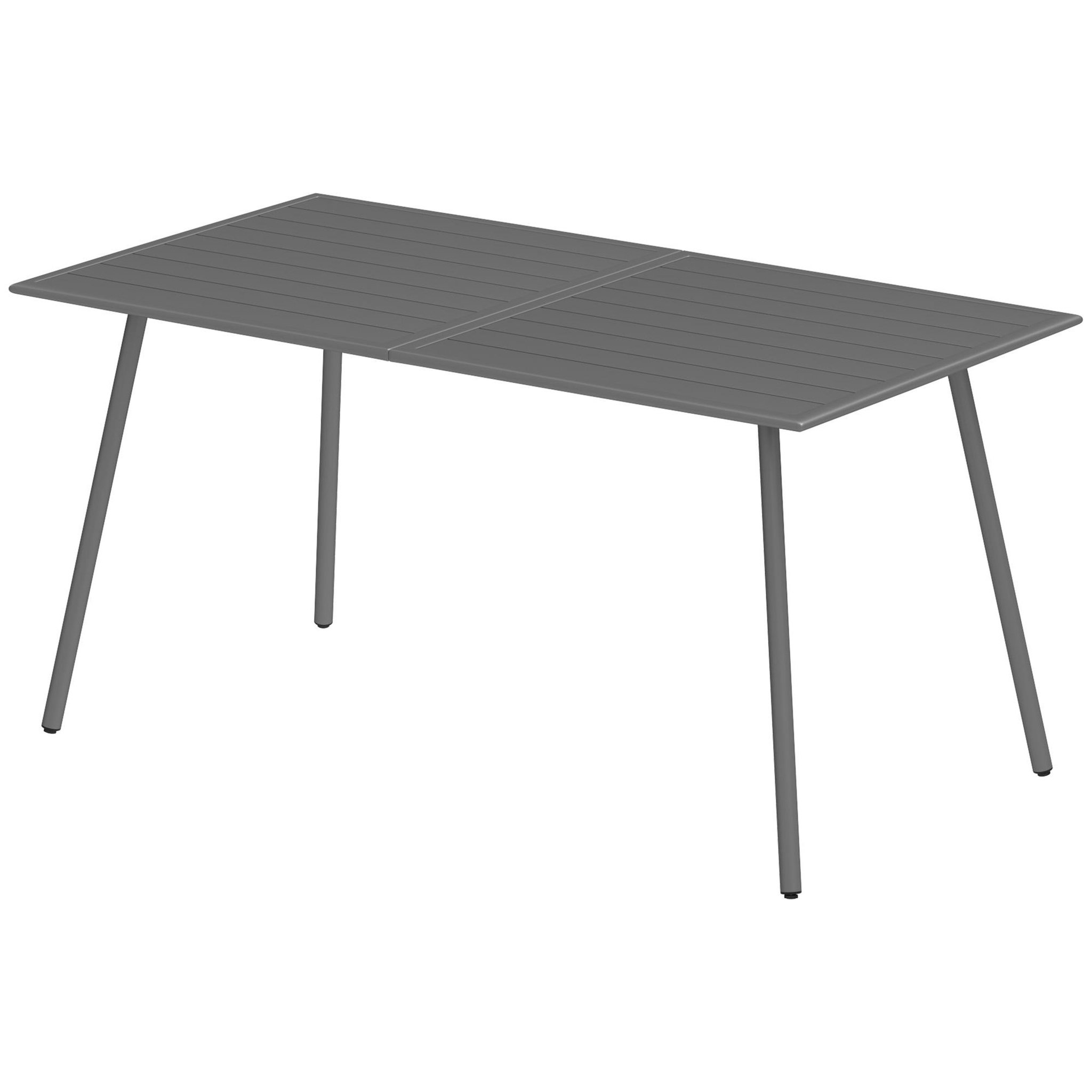 OUTSUNNY Table à manger de jardin 6 personnes dim. 150 x 80 x 74 cm plateau à lattes acier époxy gris