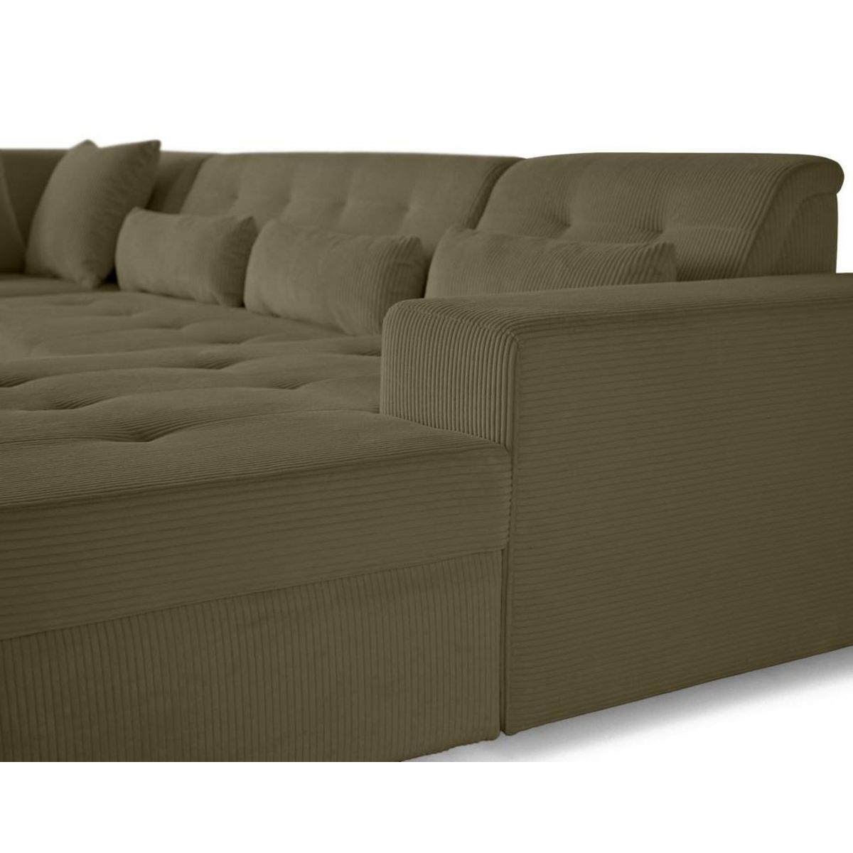 LISA DESIGN Vermont - canapé panoramique d'angle gauche - 7 places - en velours côtelé