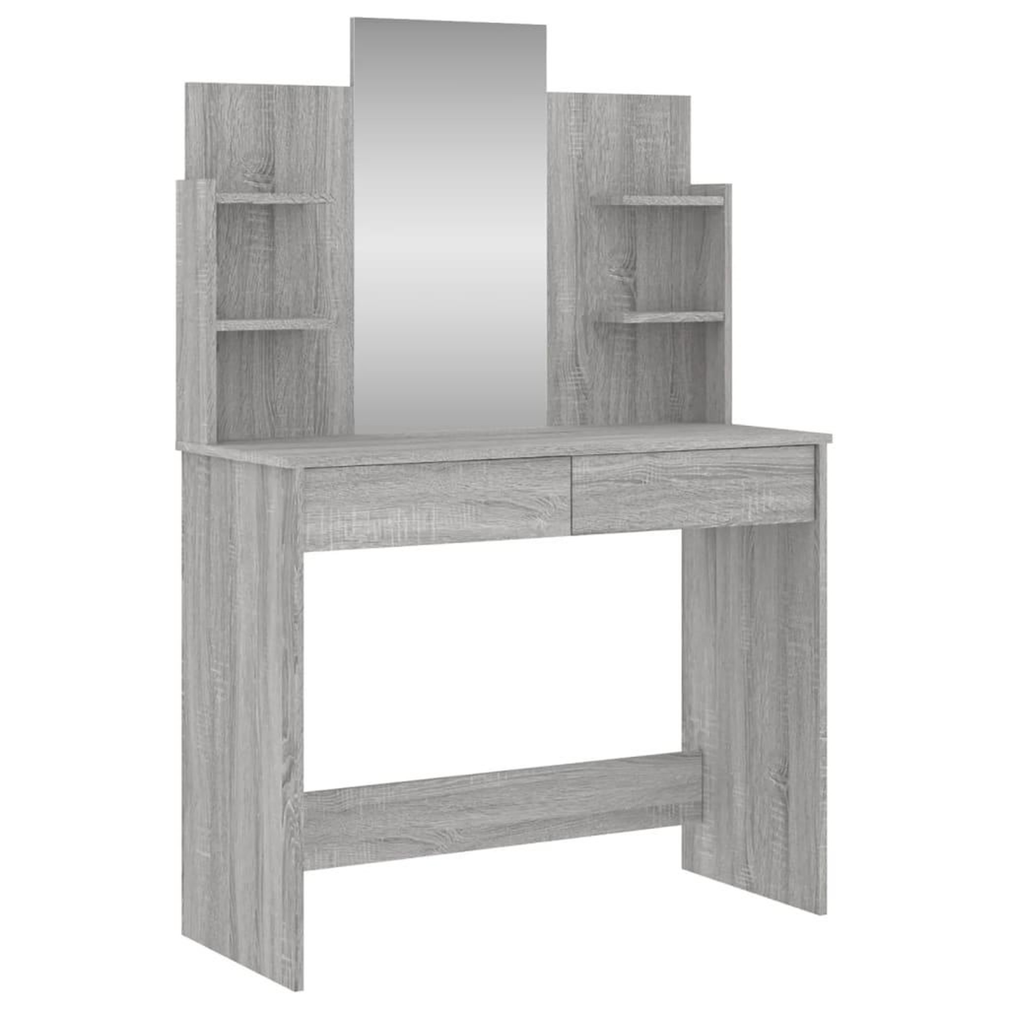 Voir la diapositive 2 : VIDAXL Coiffeuse avec miroir sonoma gris 96x39x142 cm