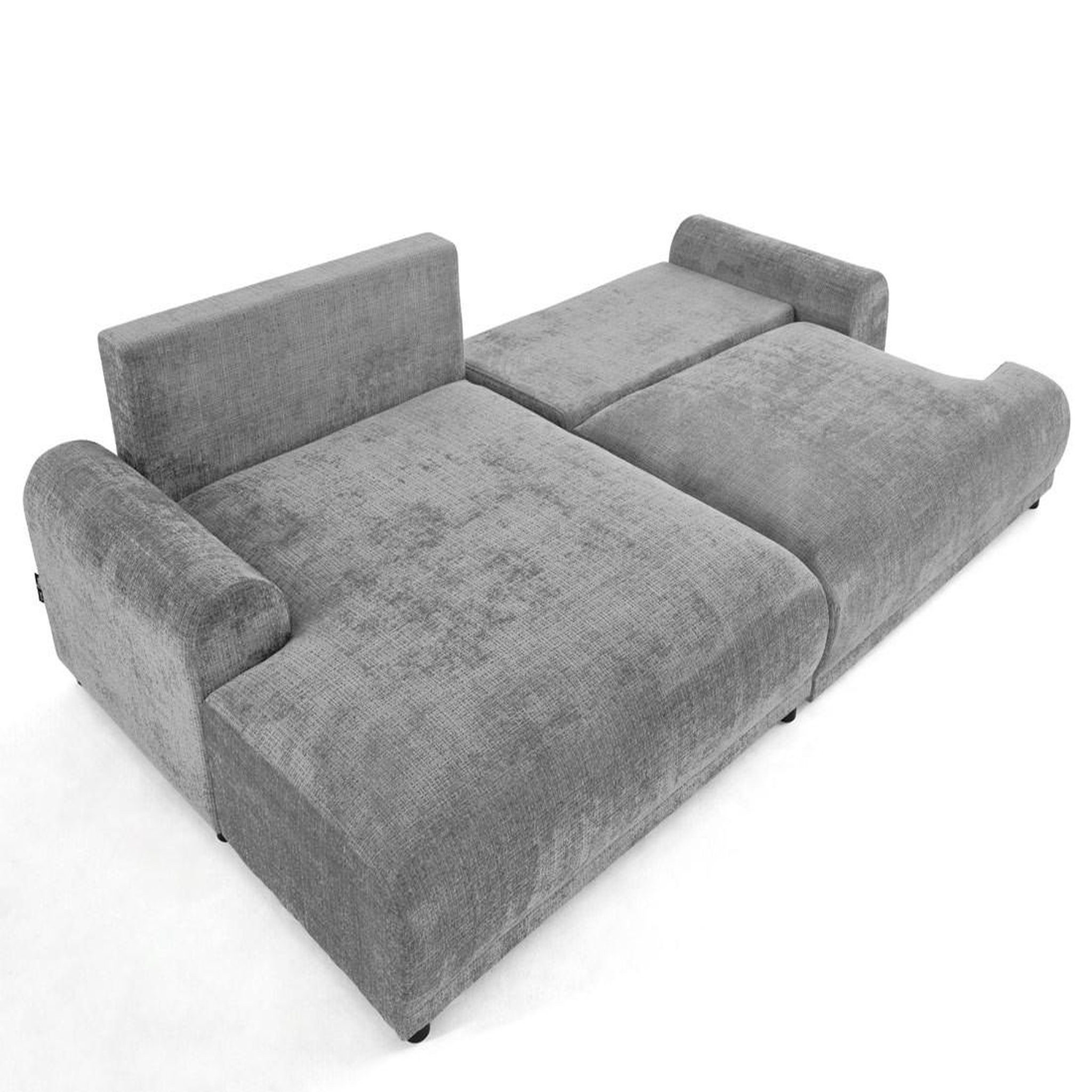 Voir la diapositive 2 : LISA DESIGN Nelly - canapé d'angle gauche 4 places convertible avec coffre en velours texturé
