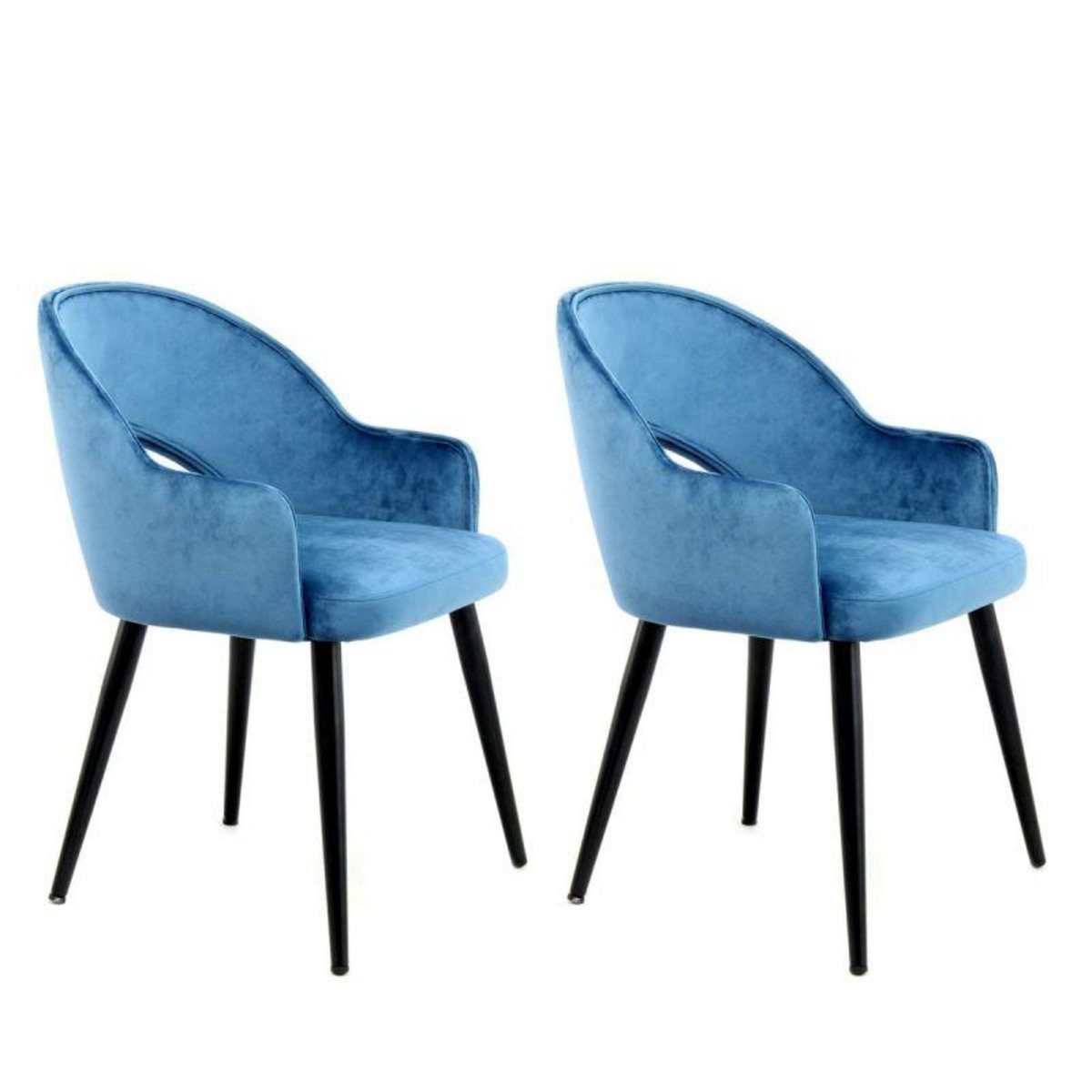Paris Prix Lot de 2 Chaises en Velours  Joris  77cm Bleu