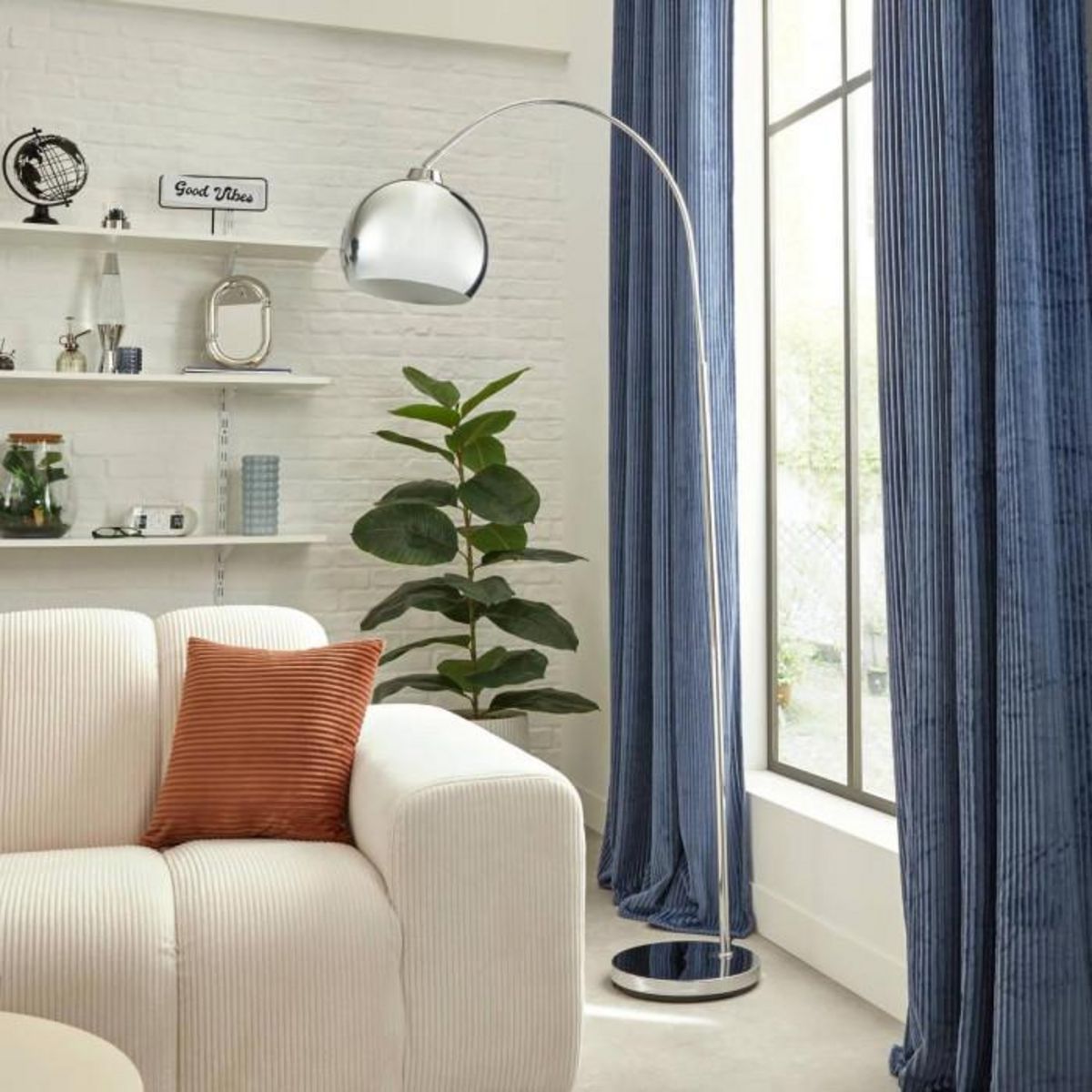 ATMOSPHERA Lampadaire Arc en Métal  Floris  177cm Argent