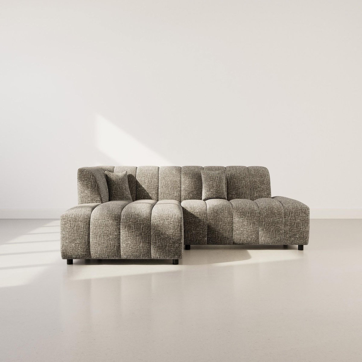 LISA DESIGN Curtis - canapé d'angle gauche 4 places sans accoudoir en tissu texturé