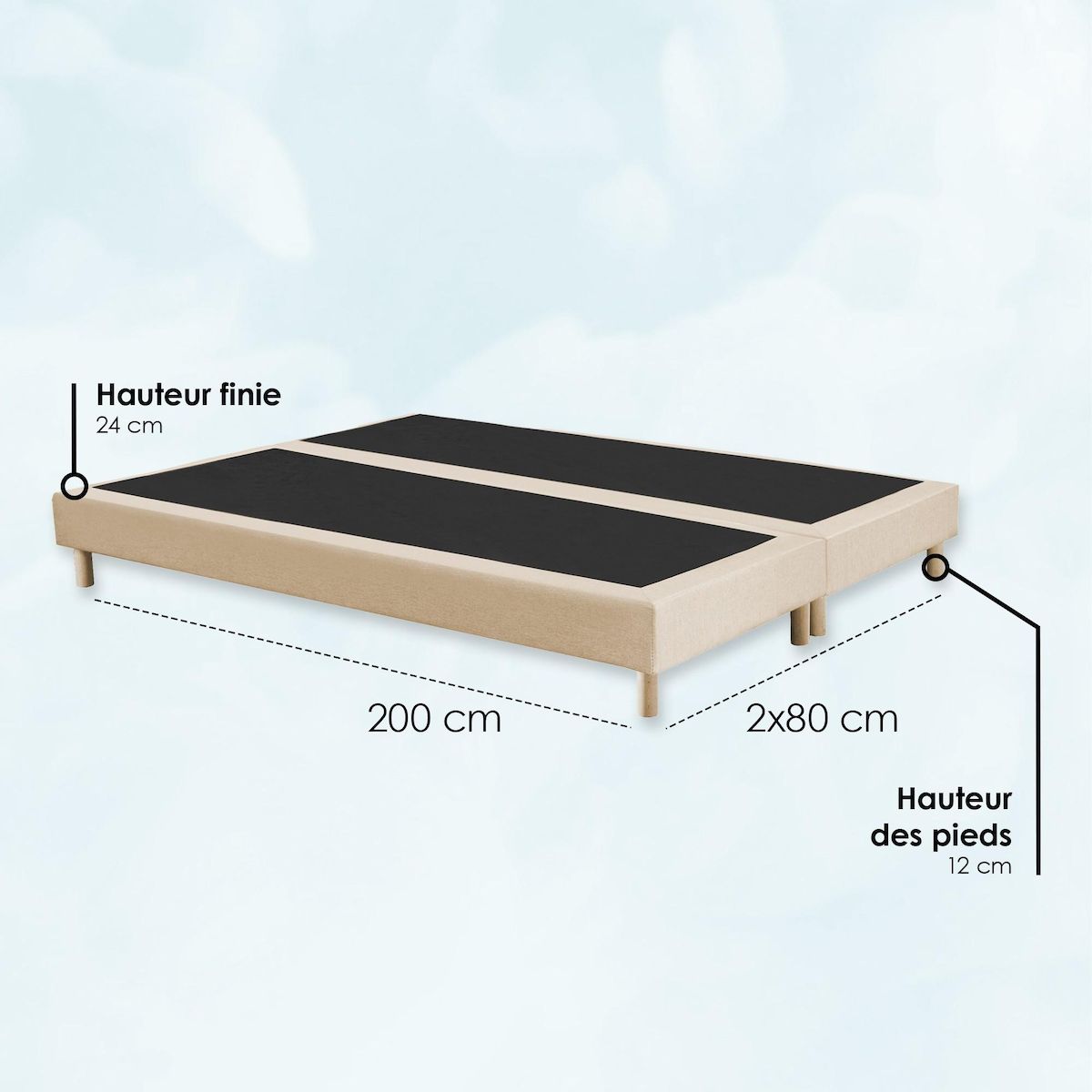 IDLITERIE Sommier tapissier à lattes fixes, excellent maintien et durable