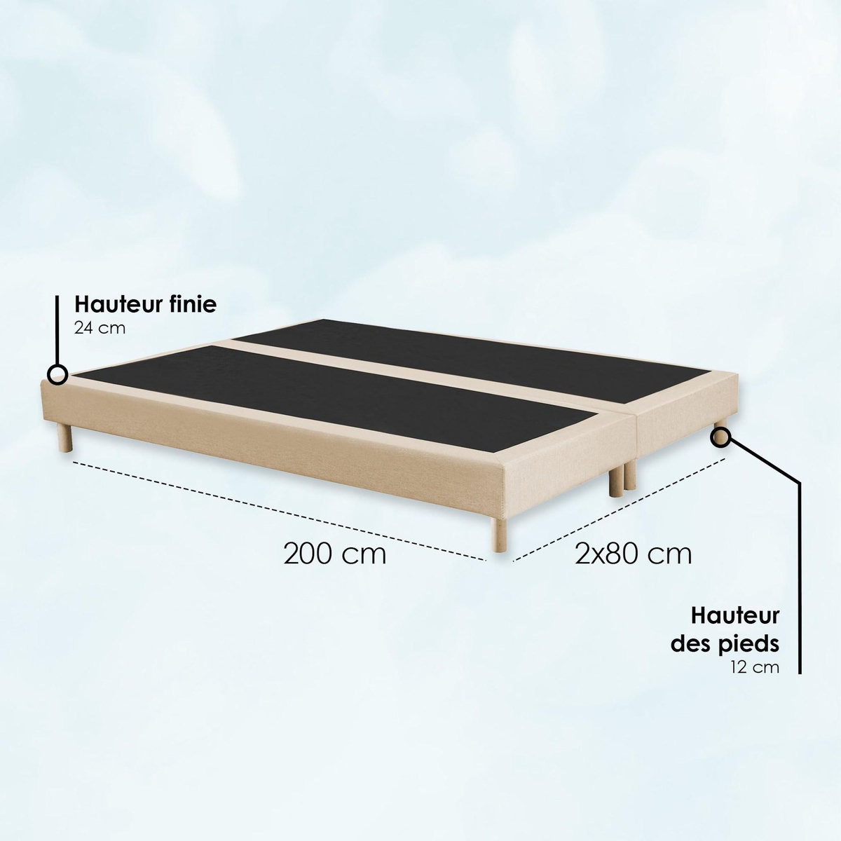 IDLITERIE Sommier tapissier à lattes fixes, excellent maintien et durable